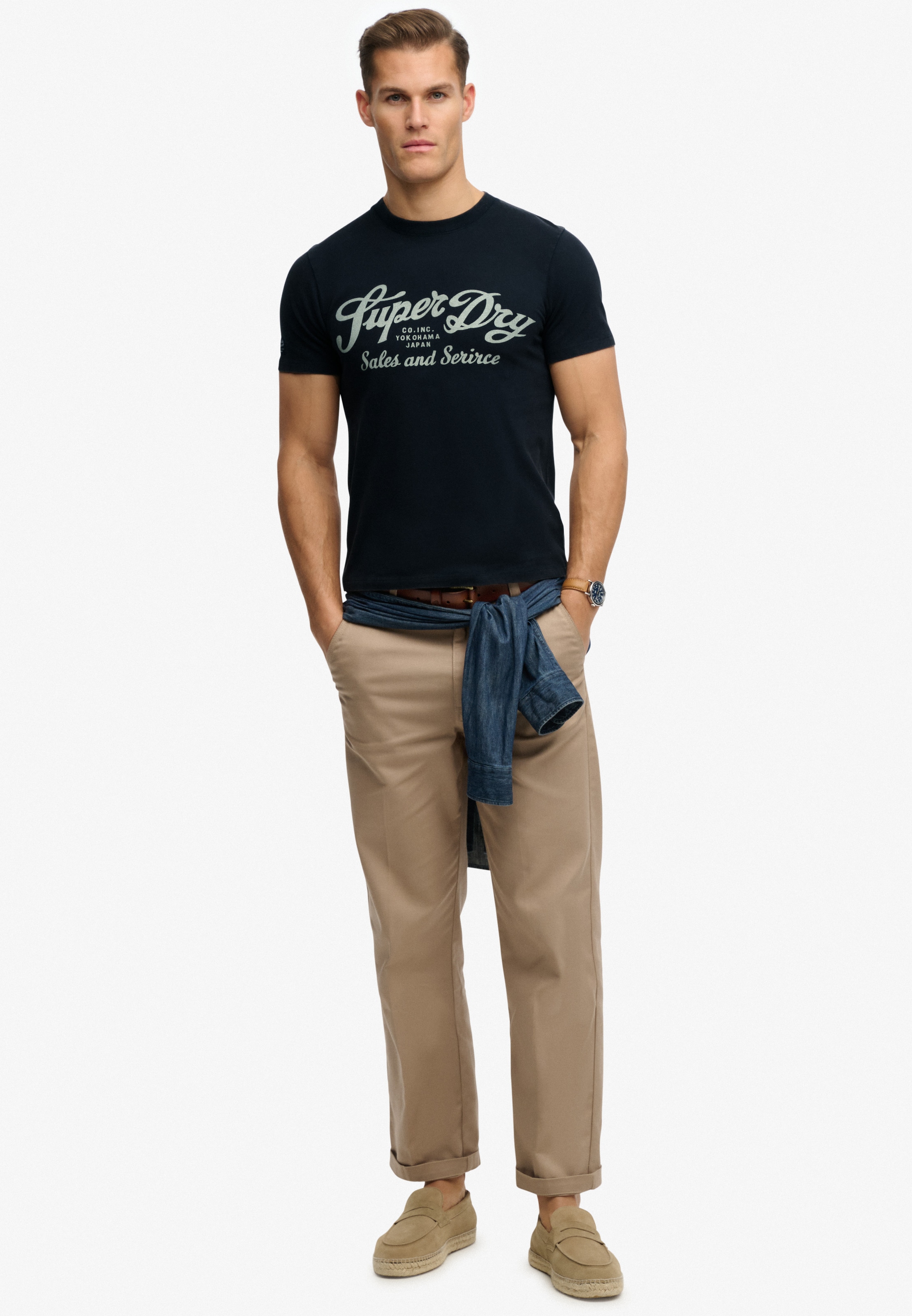Superdry Rundhalsshirt »Industry Worker Relaxed Tee« aus Baumwolle und Single Jersey, Regular Fit, mit Druck, Kurzarm