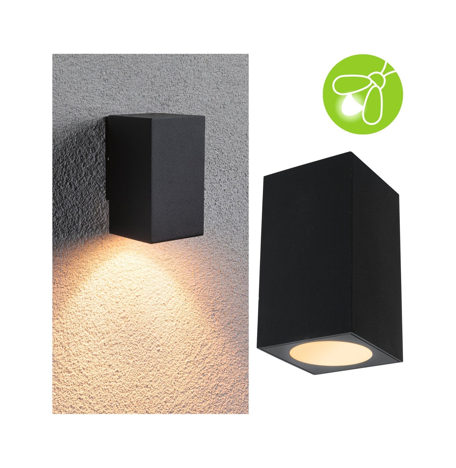 Paulmann LED Außen-Wandleuchte »Flame IP44 eckig 58x103mm 2200K 4W 265lm 230V 75° Metall«, 1 flammig, insektenfreundlich