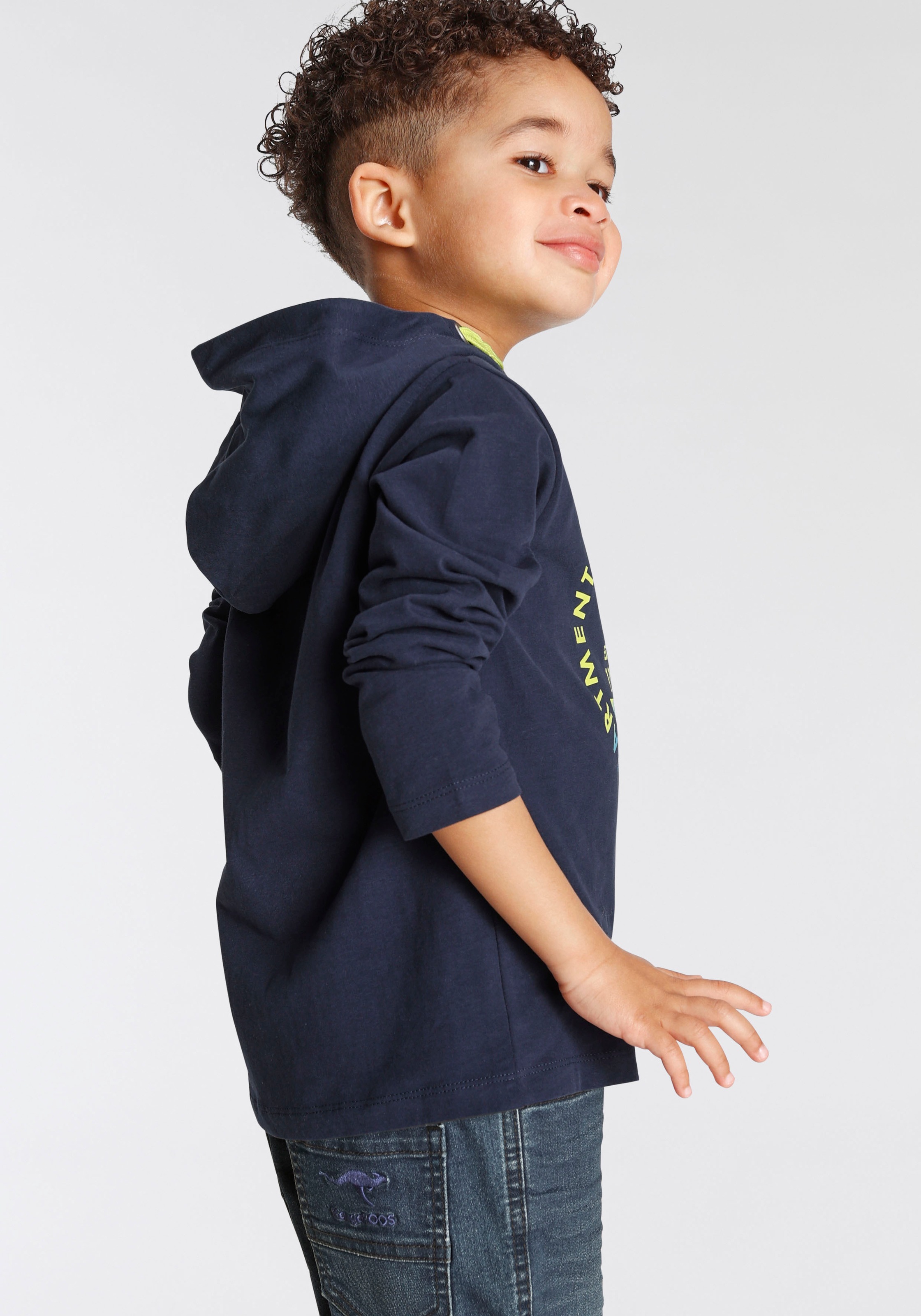 KangaROOS Langarmshirt »für kleine Jungen«, Langarm, Basic-Passform, bedruckt, aus 100% Baumwolle