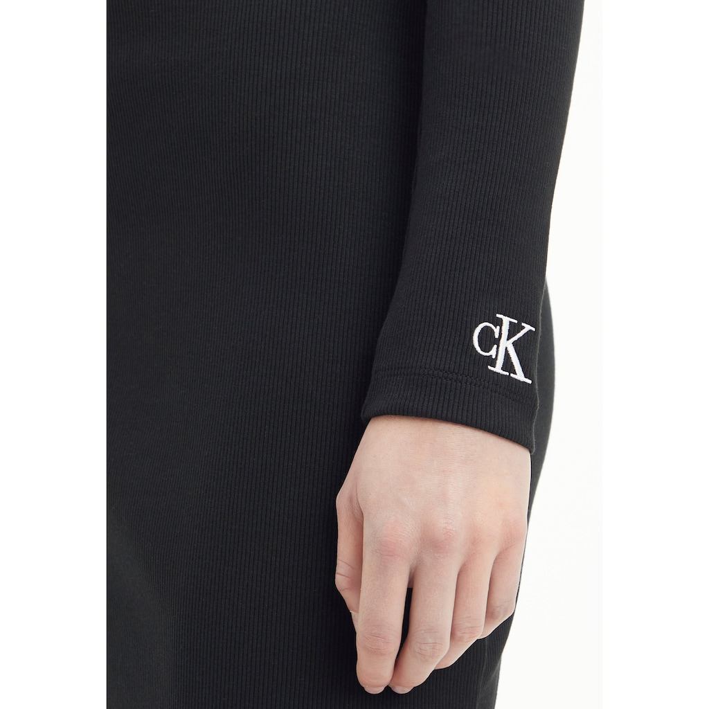 Calvin Klein Jeans Jerseykleid »SQUARE NECK RIB DRESS« mit Calvin Klein Jeans Monogramm-Stickerei
