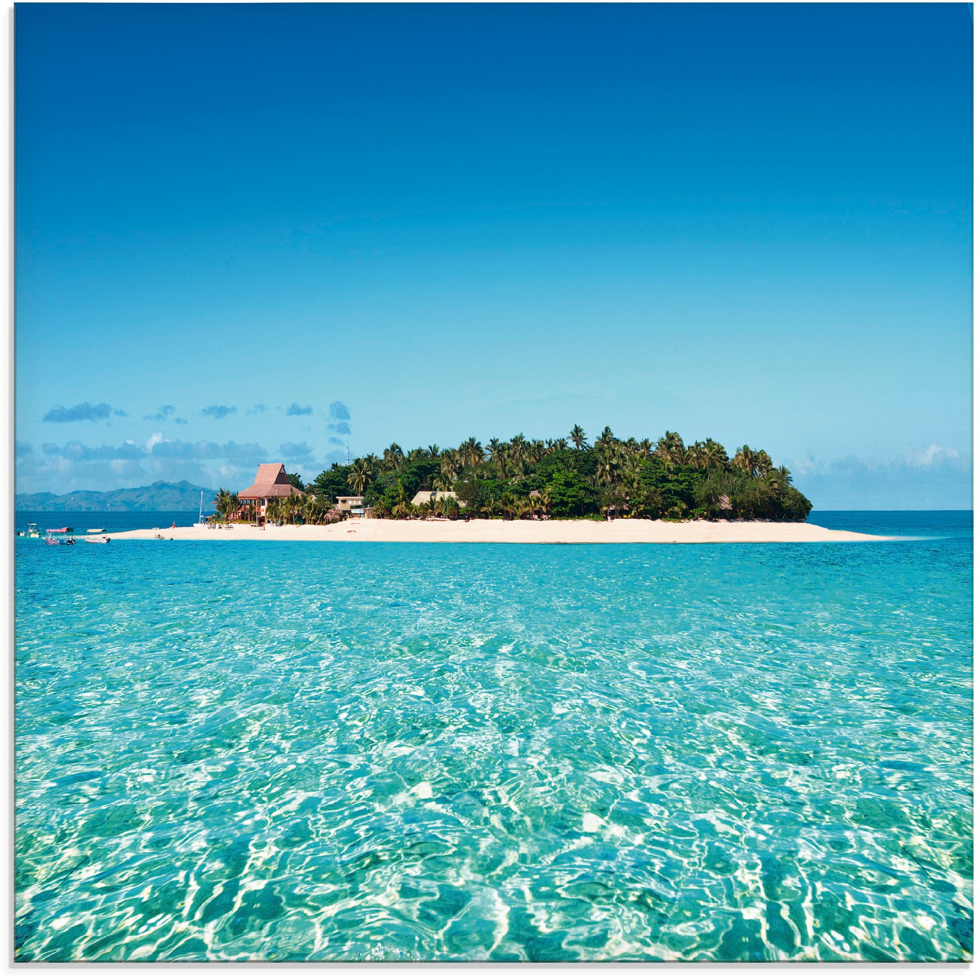Rechnung »Verblüffende St.), klares (1 Insel kaufen Größen verschiedenen auf Glasbild in und Gewässer, Fiji Artland Meer«,