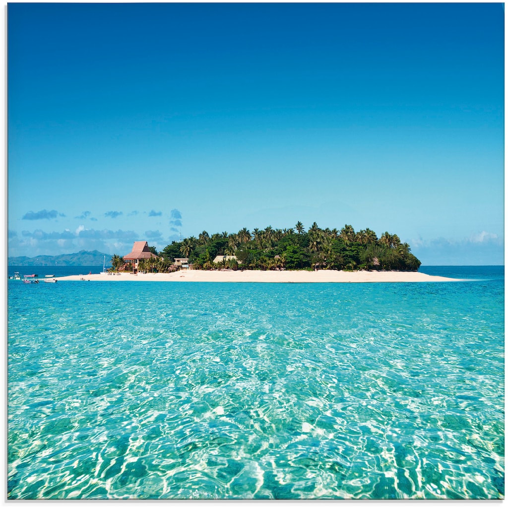 Artland Glasbild »Verblüffende Fiji Insel und klares Meer«, Gewässer, (1 St.)