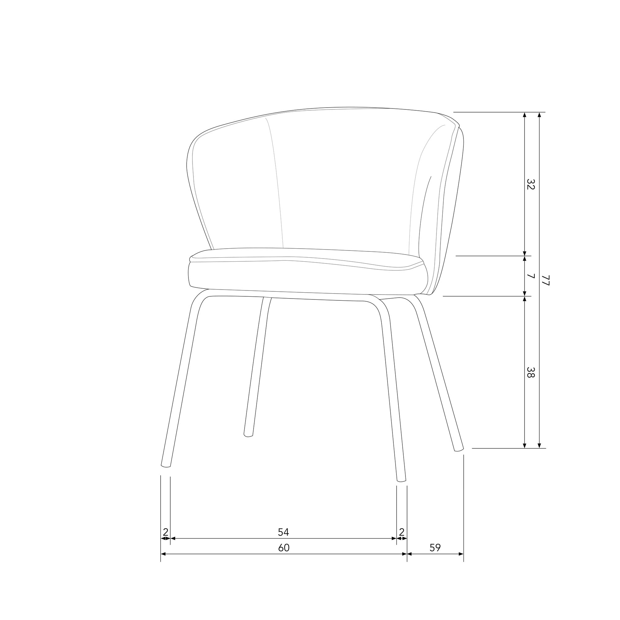 WOOOD Esszimmerstuhl »ADMITS«, (Set), 2 St., Polsterstuhl mit 4-Fuß-Gestell, gepolstert, H 77 cm x B 60 cm