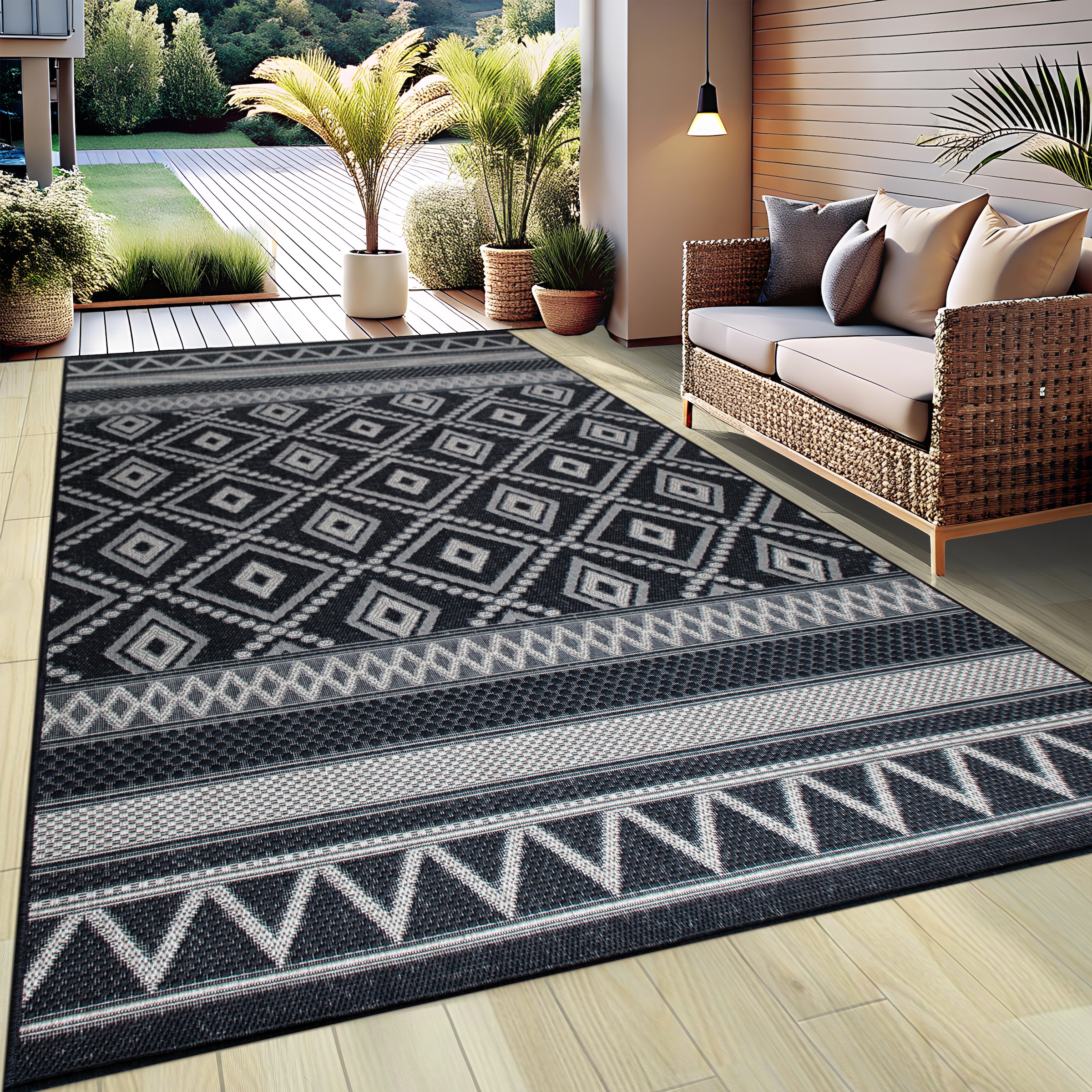 OTTO home Teppich "Toronto auch als Läufer erhältlich" rechteckig 3 mm Höhe In- und Outdoor geeignet, Sisal-Optik, Wetterfest & UV-beständig, Boho