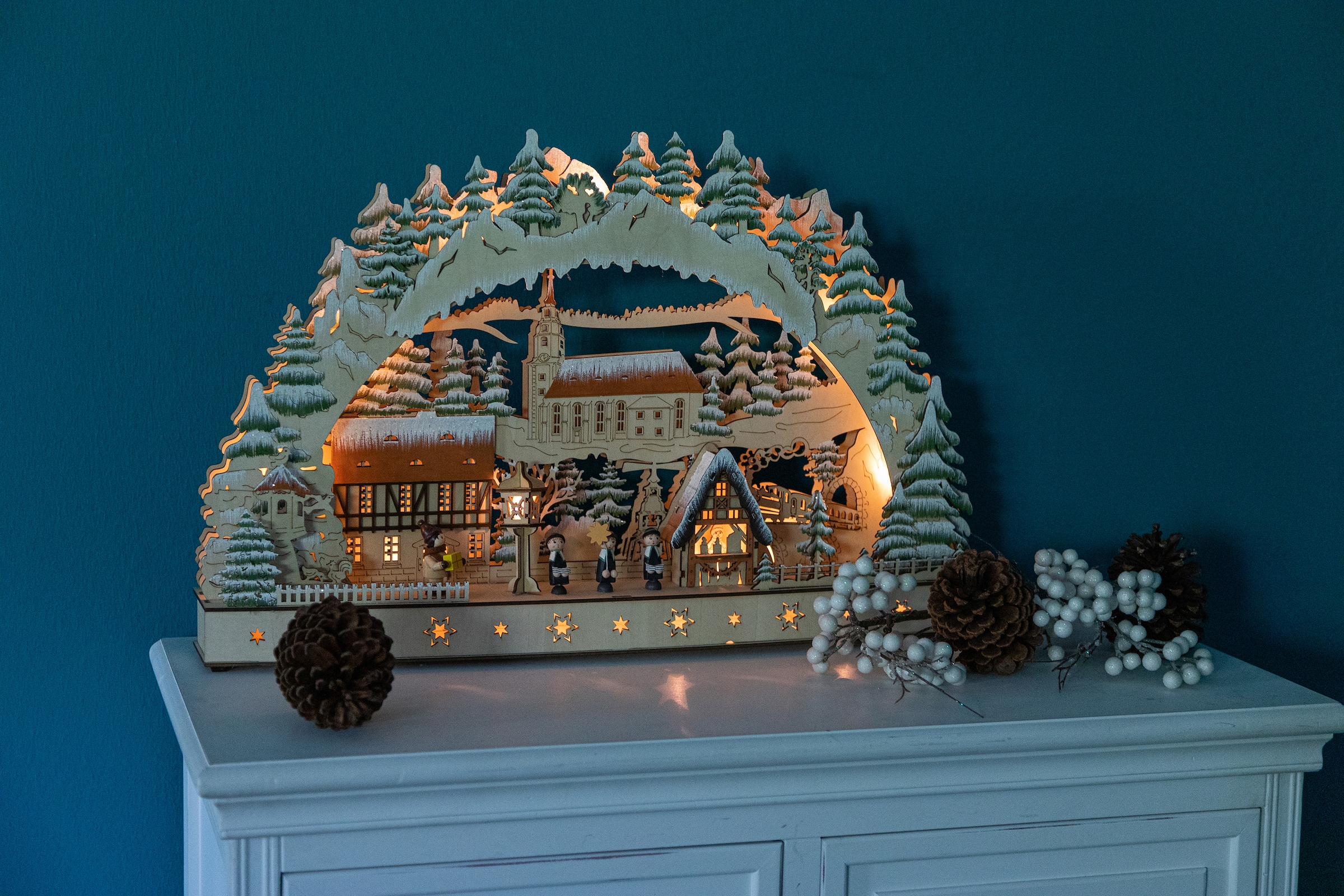 Myflair Möbel & Accessoires LED Schwibbogen »Weihnachtsdeko«, aus Holz, mit LED Beleuchtung, Höhe ca. 39 cm