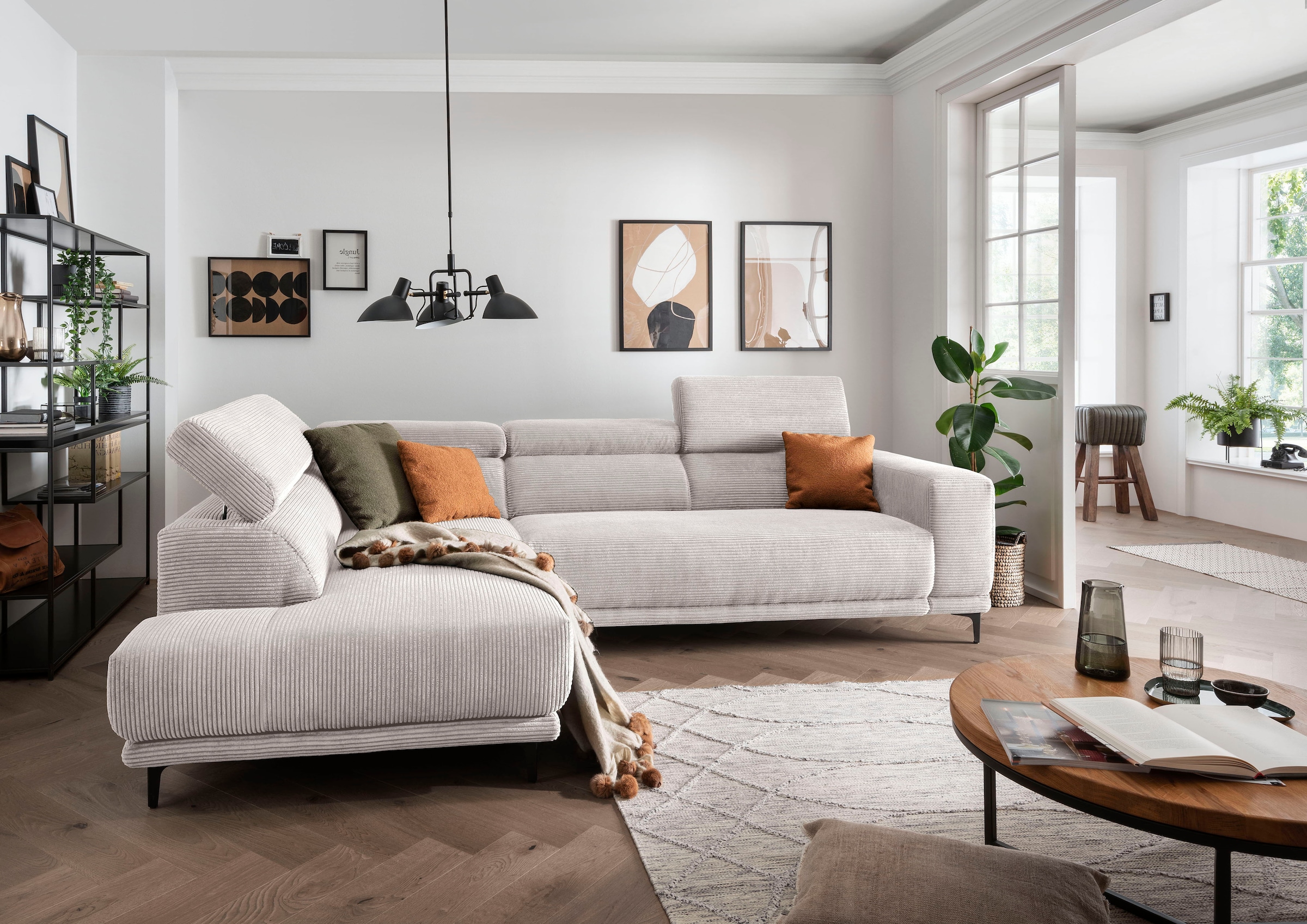 alina Ecksofa »Hikari«, wahlweise mit Sitzvorzug, in modernem Cordstoff, Breite 302 cm