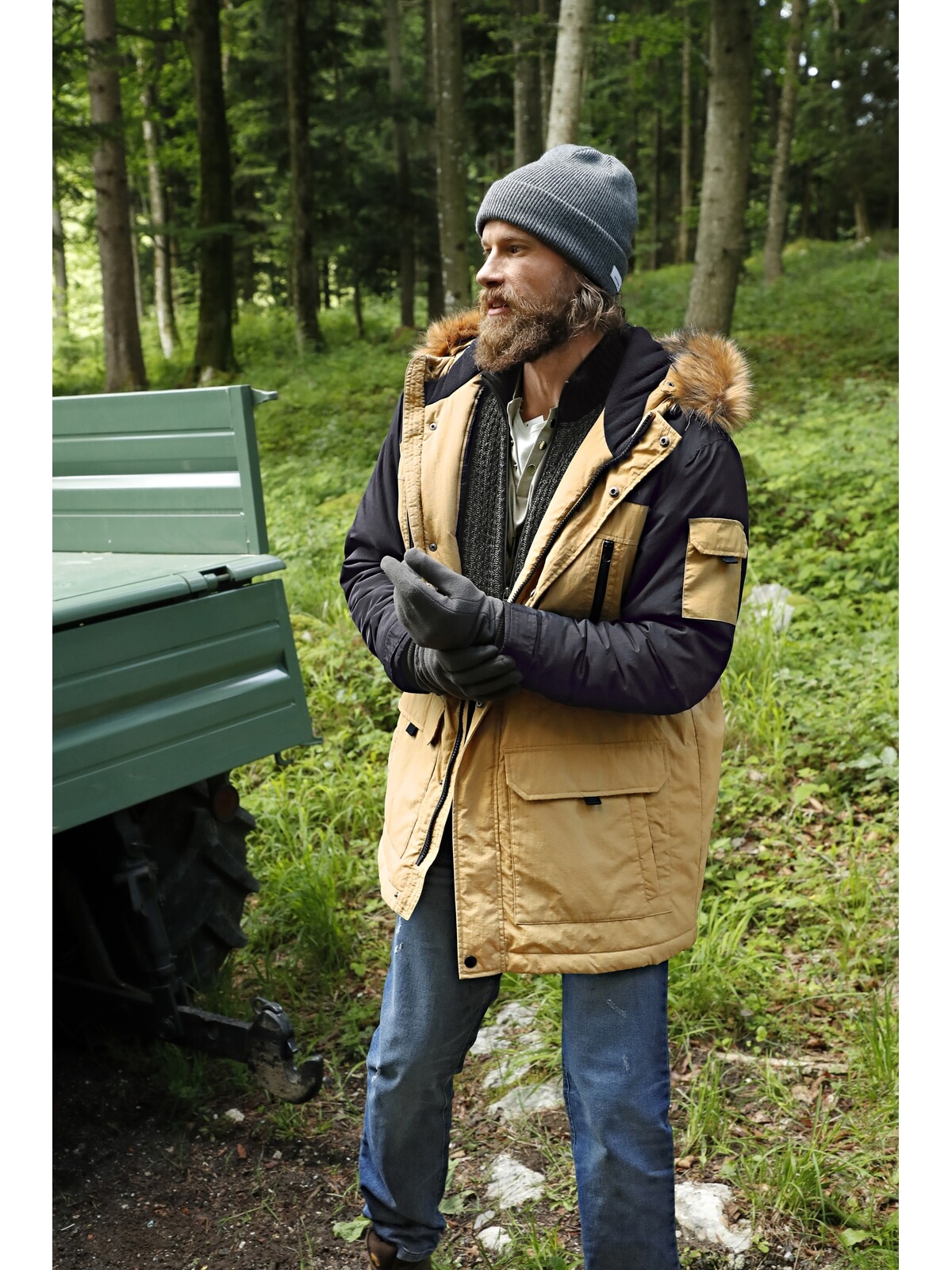 Jan Vanderstorm Outdoorjacke »Parka JOKUM«, (1 St.), Kapuze mit Fellimitatbesatz