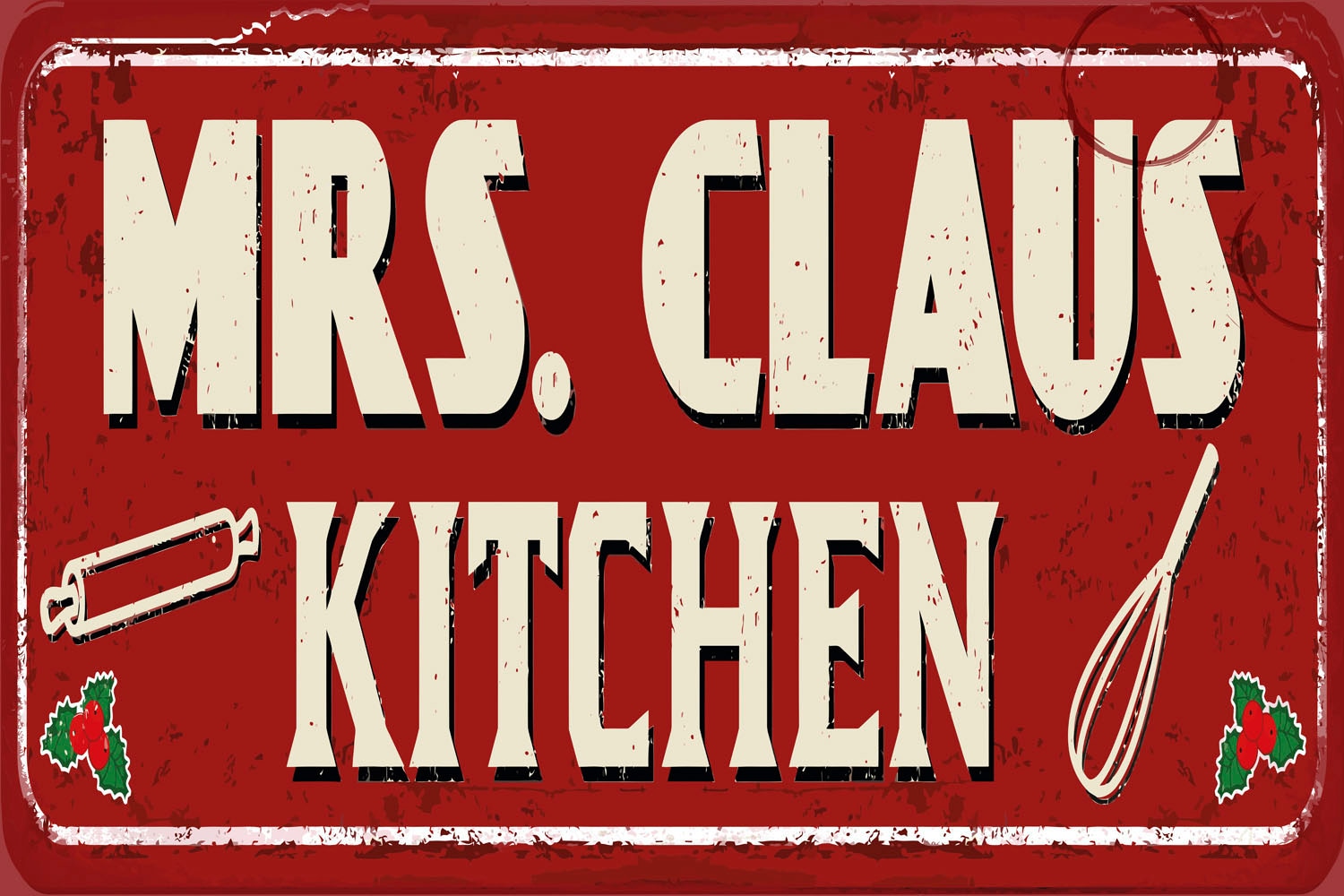 queence Metallbild »Mrs. Claus Kitchen«, Schriftzüge-Schriftzug-Weihnachten, (1 St.), Stahlschild, Blechschild, Sprüche, Texte, Weihnachten