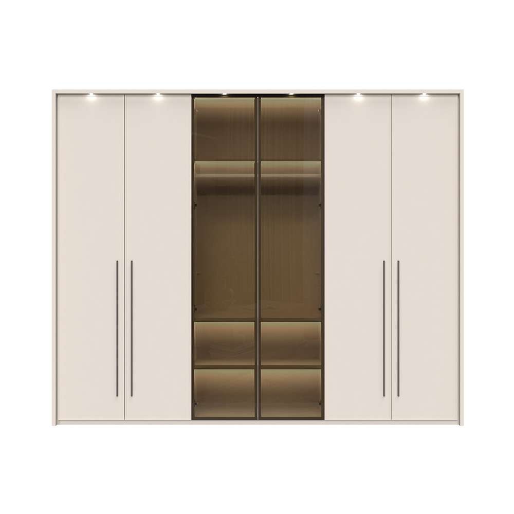 Places of Style Drehtürenschrank »Opera Parsol-Glastüren, LED-Innenbeleuchtung, mit und ohne Kranz«, Glastüren, UV-Lack, LED-Innenbeleuchtung, Soft-Close-Funktion