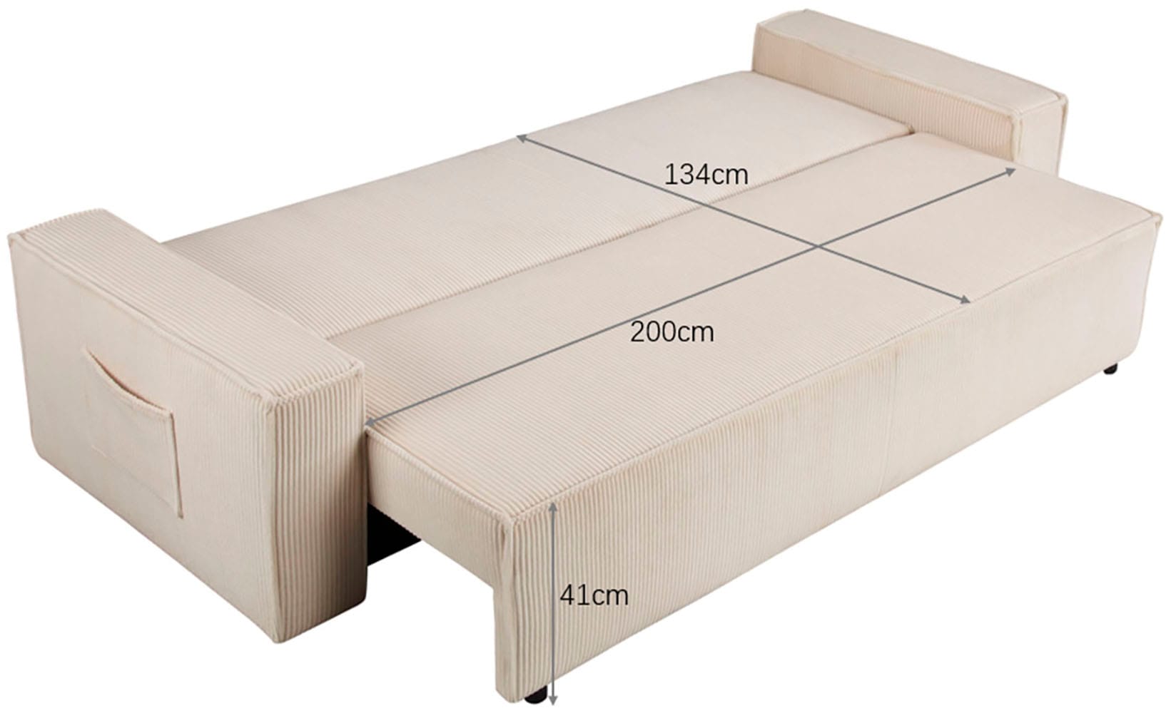 OTTO home Schlafsofa »CASSI 3-Sitzer, 240 cm - OTTO. Verlässliche Qualität.« Schlaffunktion (134/200), Bettkasten, Cord, Unser Tiefpreis