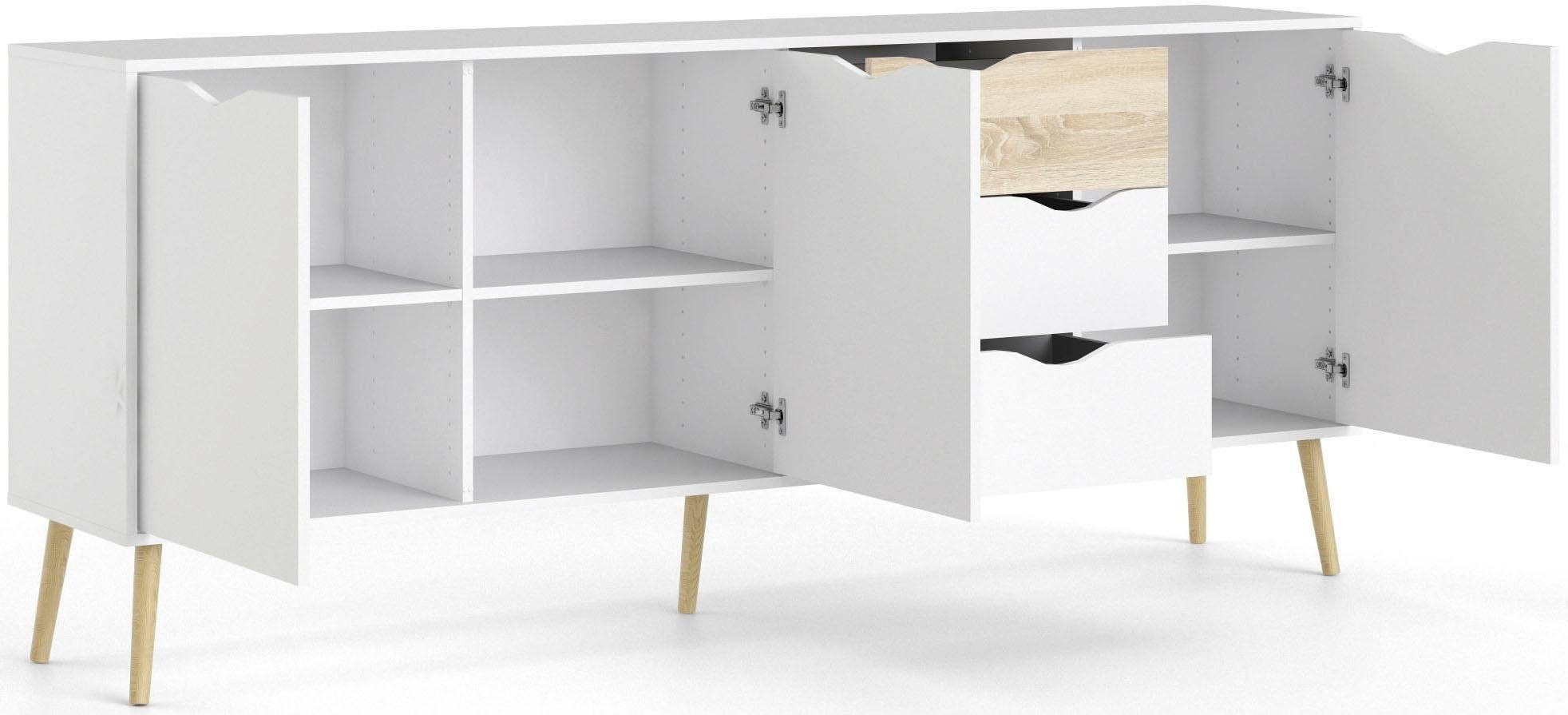 andas Kommode »Oslo, Sideboard, Aufbewahrung, Schubladenschrank, Stauraum«, Breite 196 cm, Höhe 82 cm, 3 Türen und 3 Schubladen