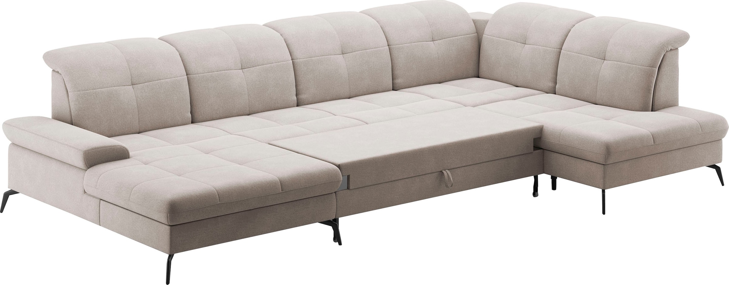 sit&more Wohnlandschaft »Amica, U-Form, inkl. Sitztiefenverstellung und Armteilverstellung«, wahlweise mit Kopfteilverstellung, Bettfunktion und Bettkasten