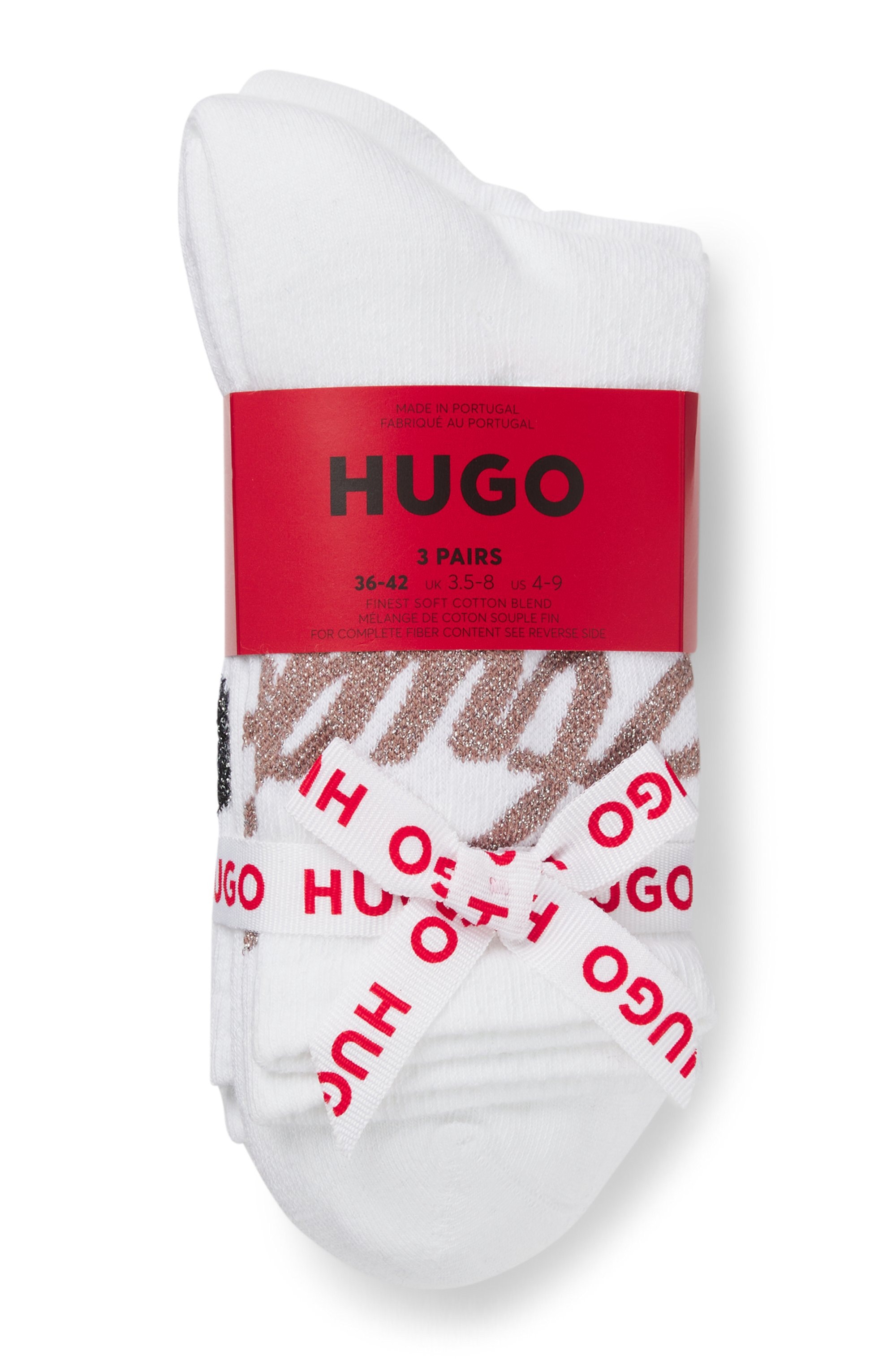 HUGO Underwear Socken, (3 Paar), mit schimmerden Logo