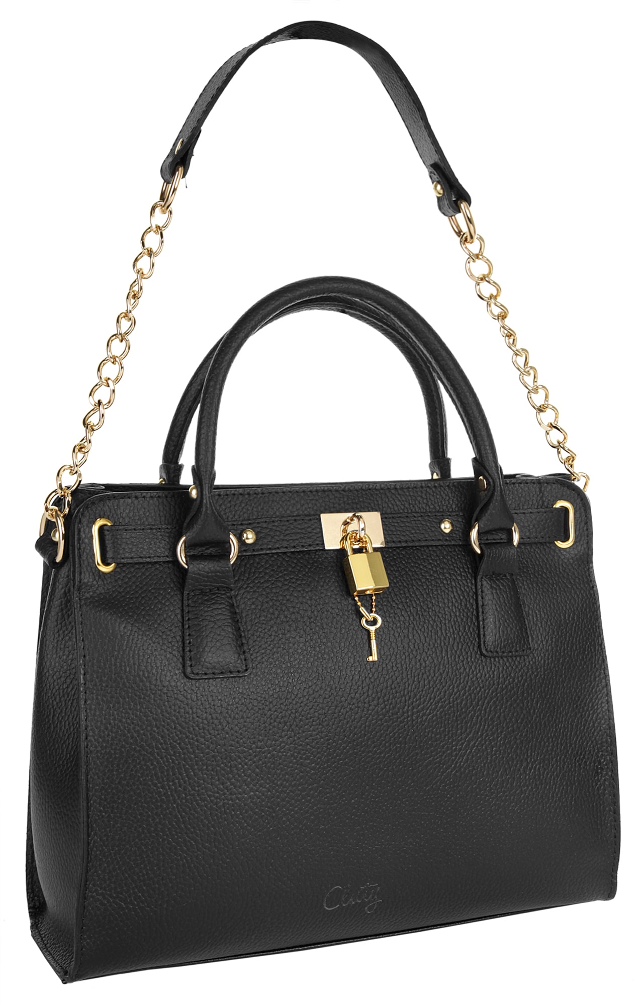 Cluty Henkeltasche, echt Leder, Made in Italy
