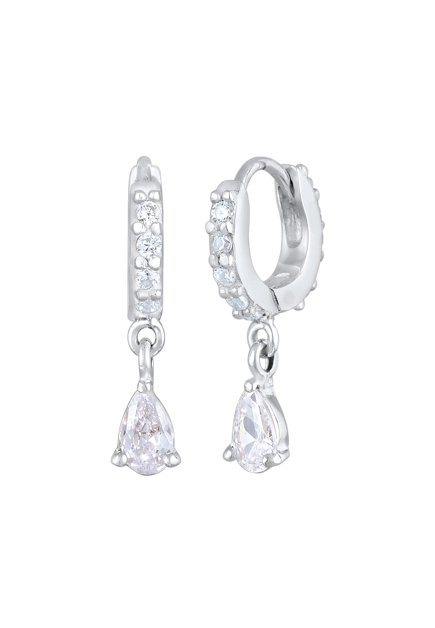 Elli Paar Creolen »Ohrringe Creolen Zirkonia Tropfen Elegant 925 Silber«
