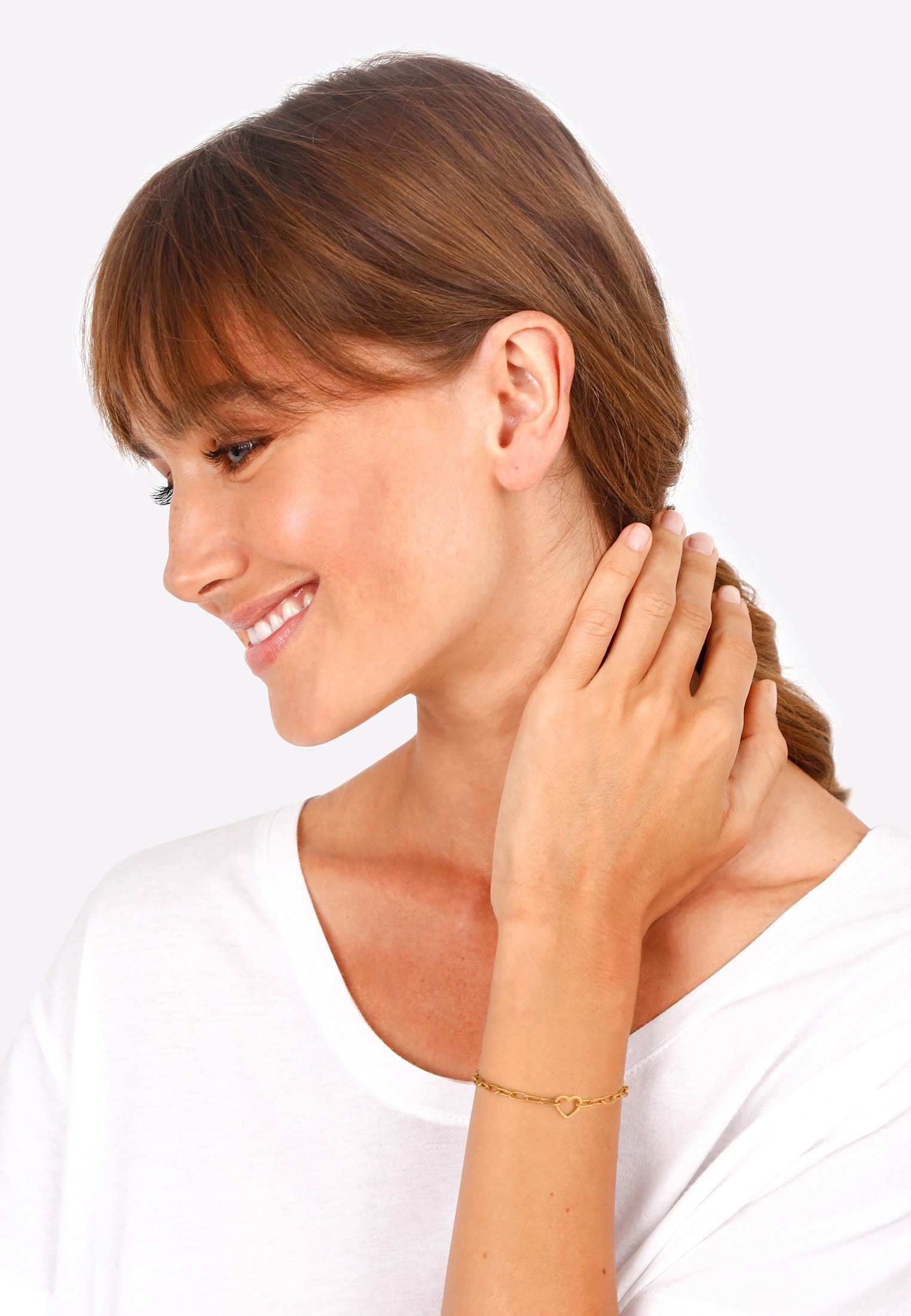 Elli Armkette »Armband Herz Glieder Oval Trend 925 Silber«