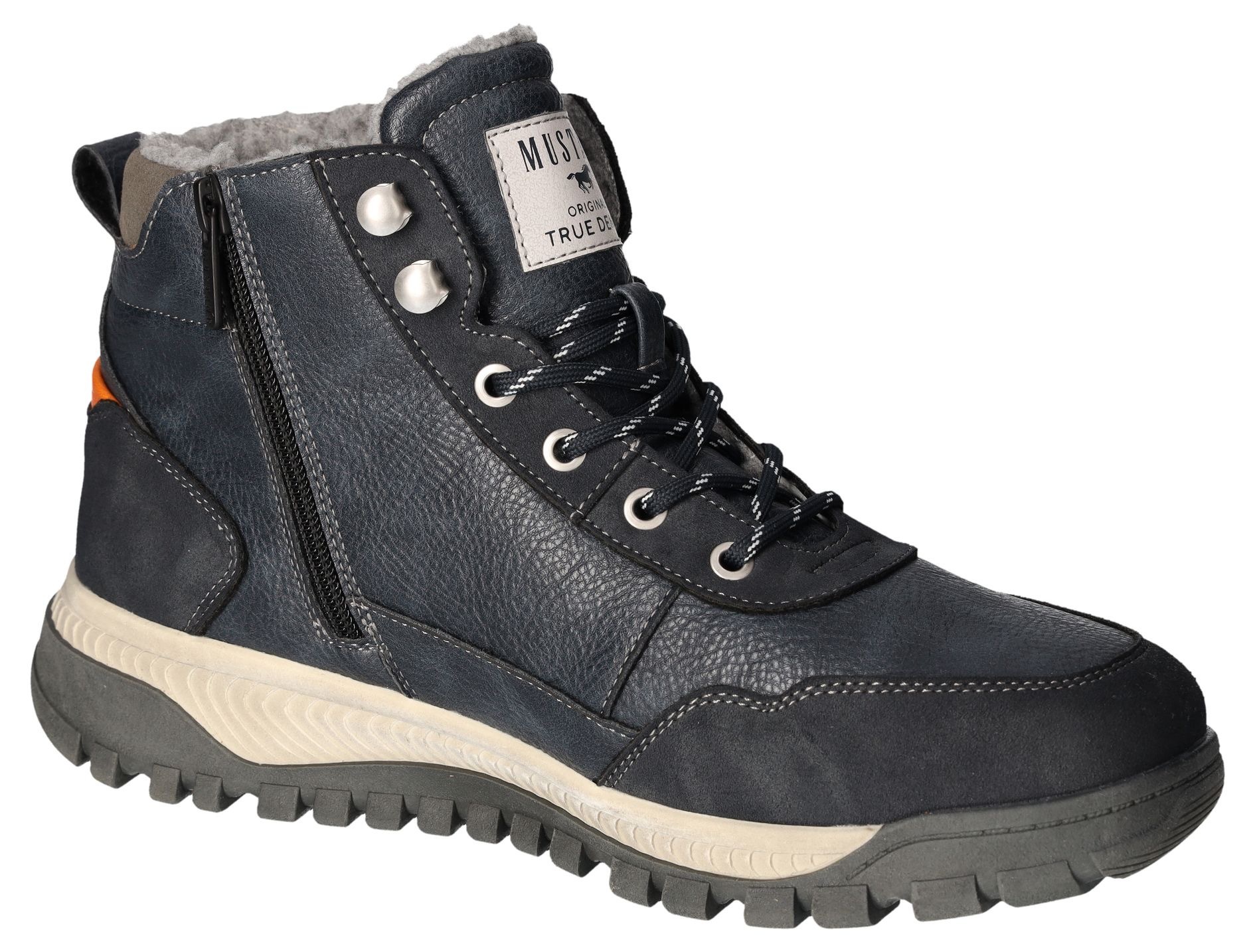 Mustang Shoes Winterboots, Keilabsatz, Schnürboots, Stiefelette mit Zierreißverschluss außen