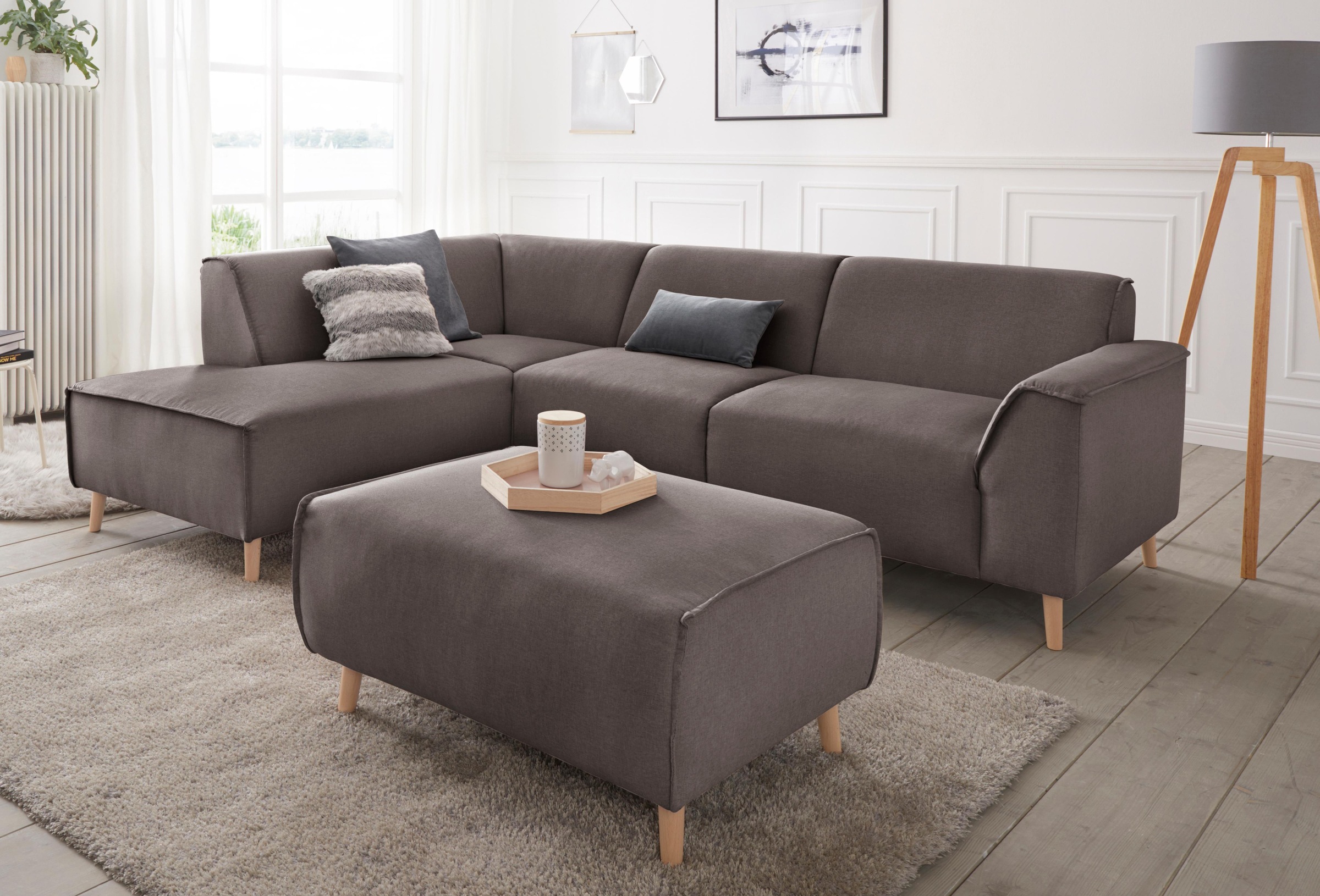 andas Ecksofa »Janek Scandic Design, elegant und zeitlos, L-Form«, mit Federkern und Keder in scandinavischem Design