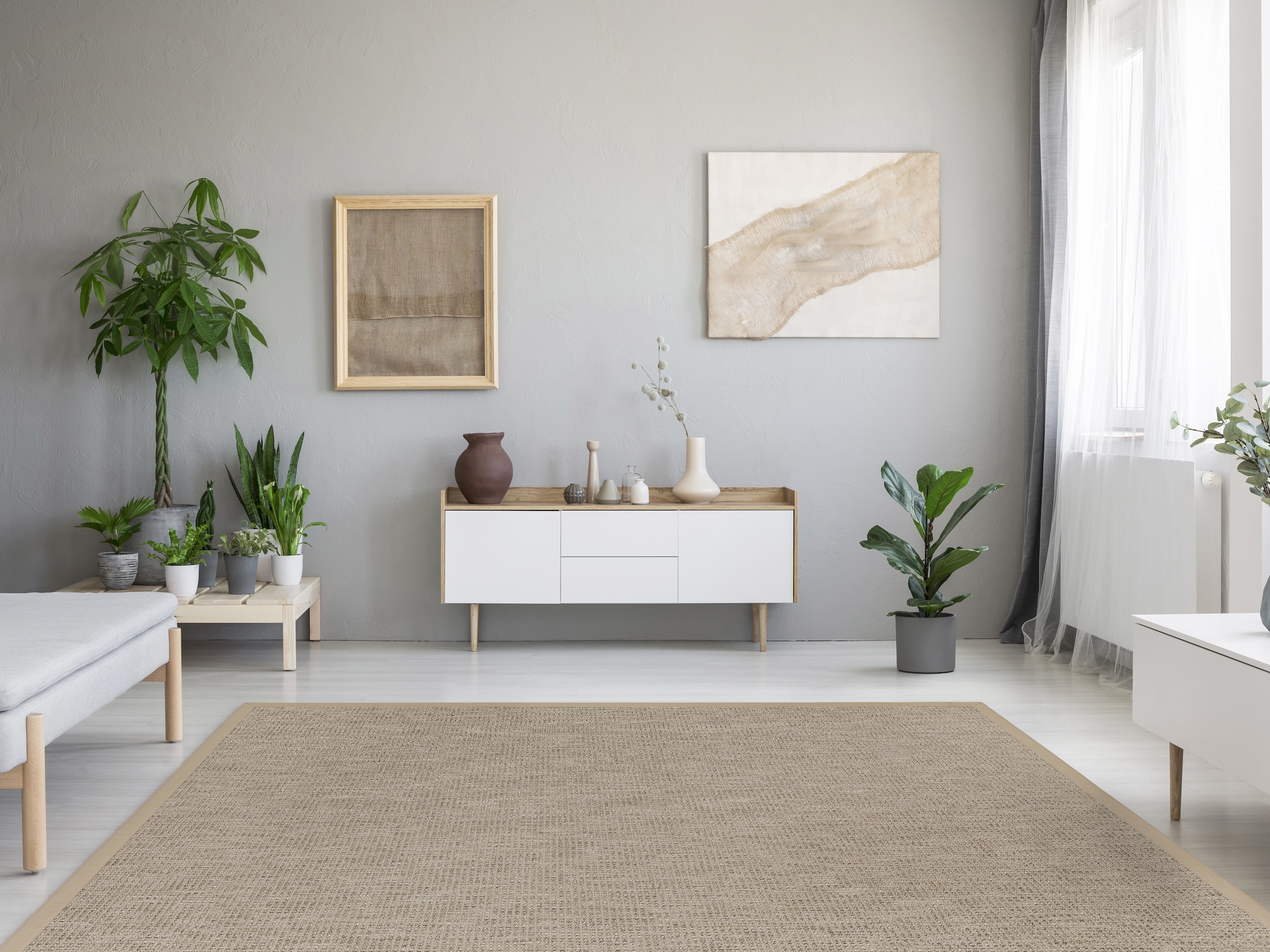 Dekowe Teppich »Basic S2 Rustic« rechteckig 10 mm Höhe meliert, Sisaloptik, mit Bordüre, In- und Outdoor geeignet