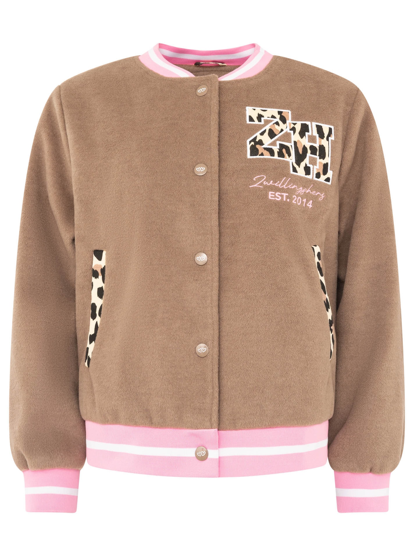Zwillingsherz Bomberjacke »„College Leo“« gestreifte Bündchen, Leodetails und Futter, Druckknopfleiste