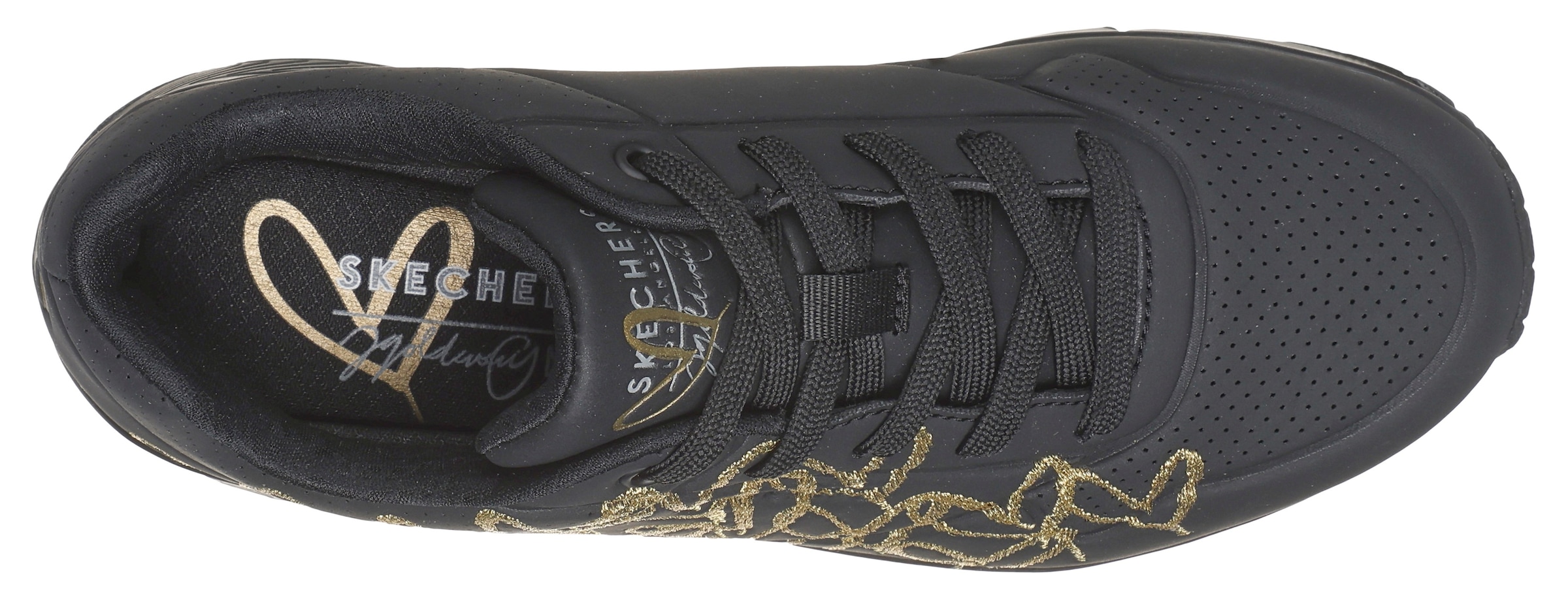 Skechers Sneaker »UNO-GOLDEN HEART«, Freizeitschuh, Schnürschuh mit goldfarbenen Mylar-Stickereien