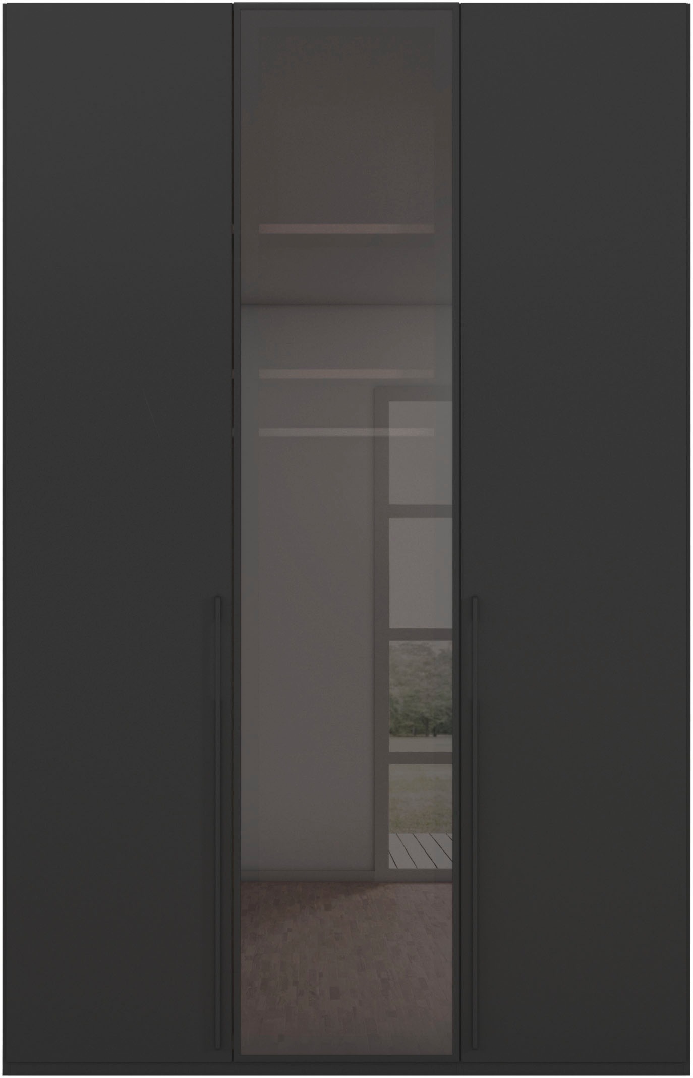 rauch Drehtürenschrank »Schrank Garderobe SKAT SHINE Breiten 151/201/251/301cm, Höhe 223/235cm« 3 verschiedene Ausstattungen BASIC/CLASSIC/PREMIUM (inkl. SOFT-CLOSE),  edle Schrankfront mittig hochwertige Glasrahmentüren MADE IN GERMANY