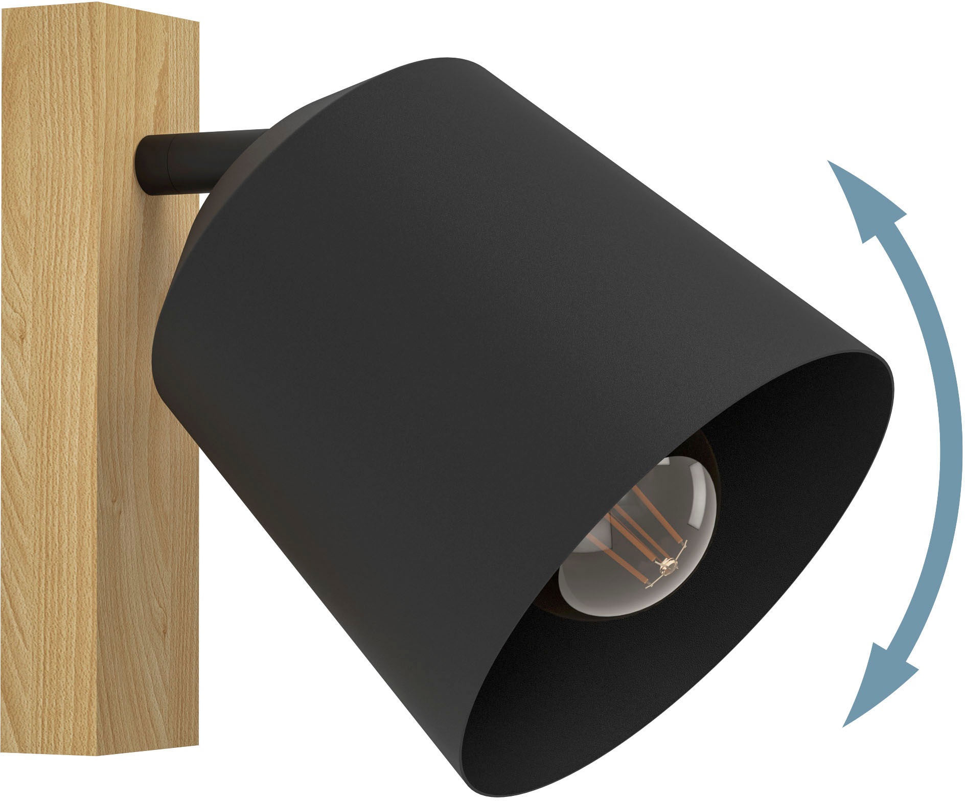 EGLO Deckenspot »COTORRO«, Leuchtmittel E27 | Leuchtmittel wechselbar-ohne Leuchtmittel, Deckenspot in braun und schwarz aus Holz, Stahl - exkl. E27 - 25W