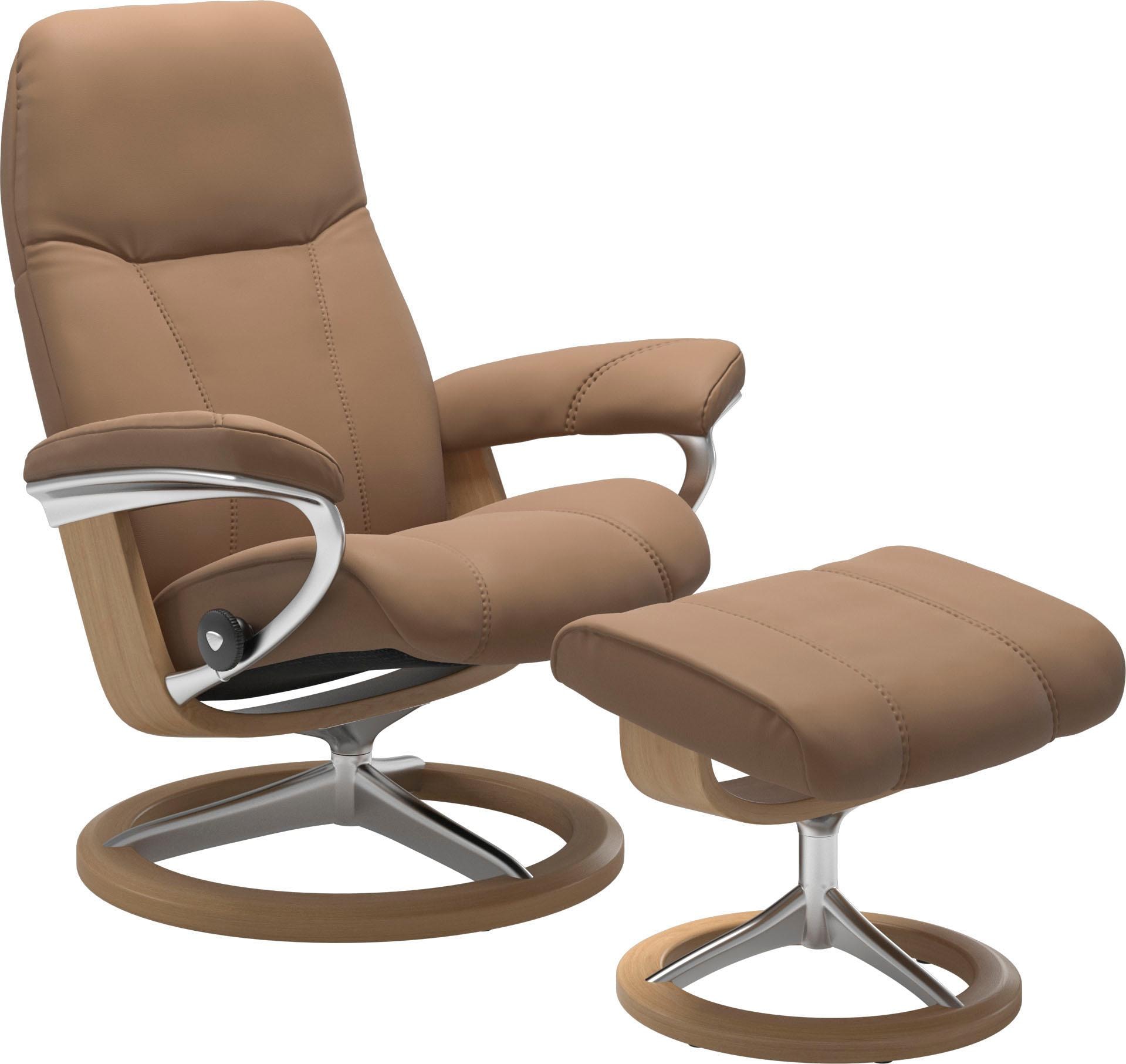 Stressless® Relaxsessel »Consul« Set, Relaxsessel mit Hocker,  mit Hocker, mit Signature Base, Größe S, Gestell Eiche