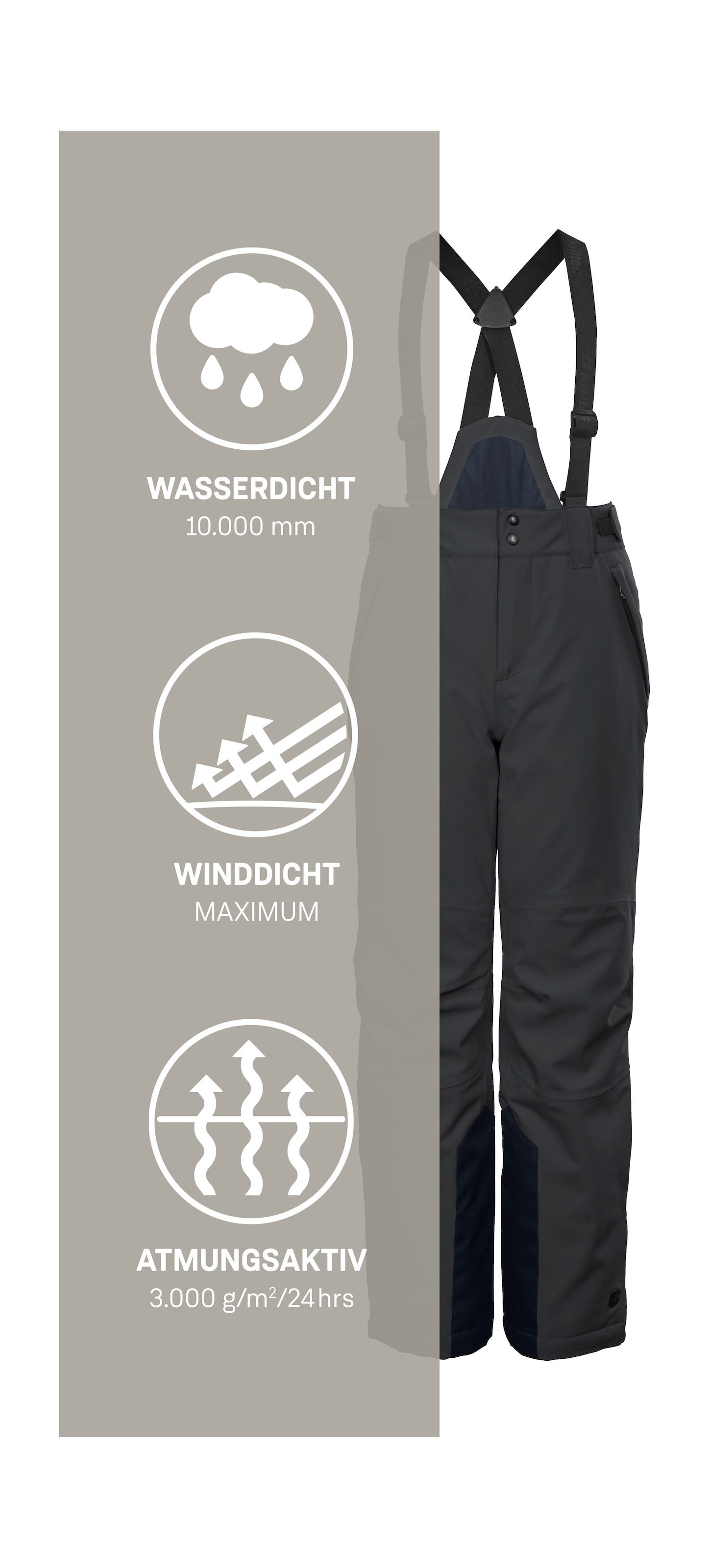 Killtec Skihose »KSW 79 BYS SKI PNTS«, Wasserdichte, atmungsaktive Skihose mit abnehmbarem Latz und Stauraum