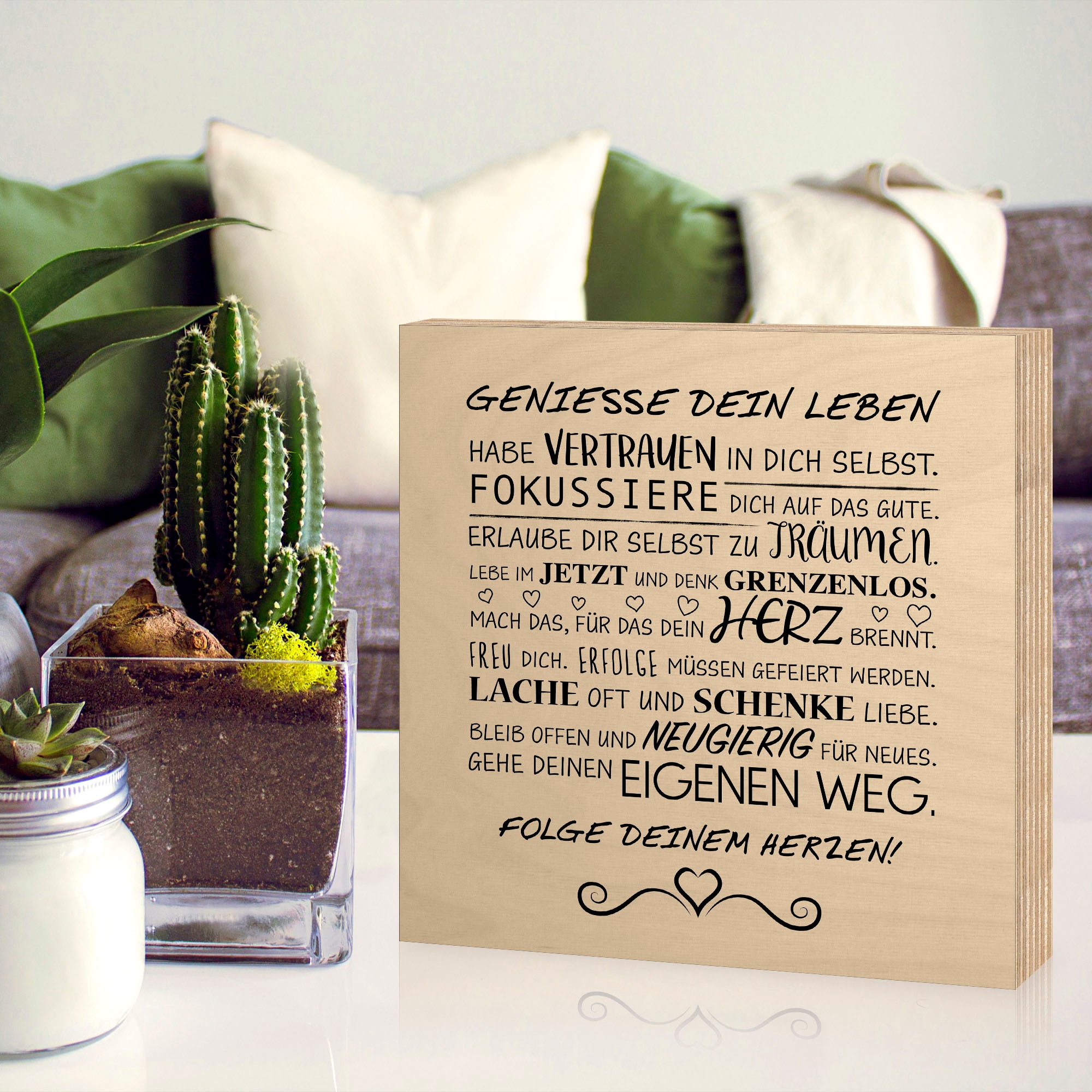 Artland Holzbild »Genieße dein Leben«, Sprüche & Texte, (1 St.)