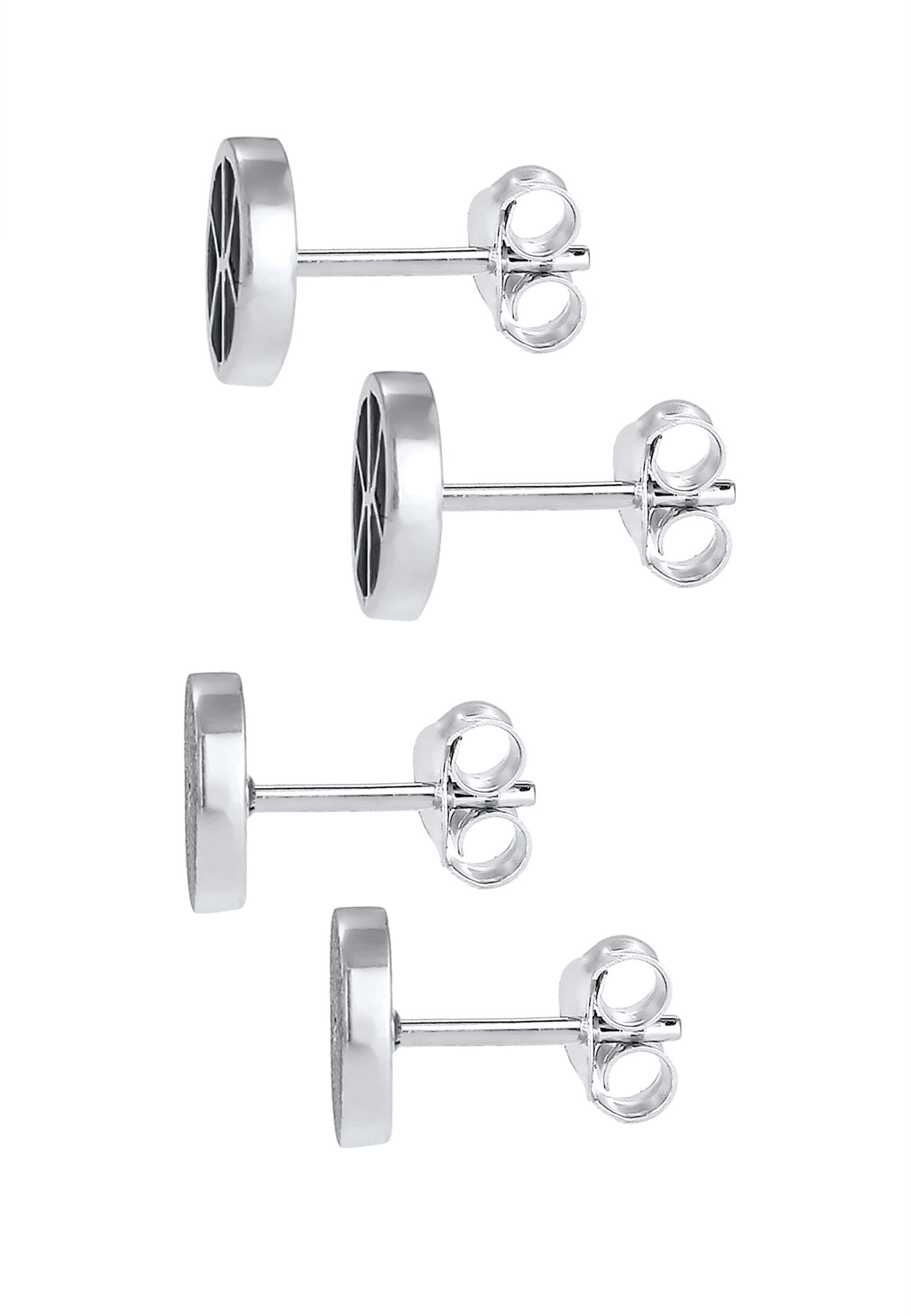 Kuzzoi Paar Ohrstecker »Ohrringe Herren Stecker Rund Emaille (2 tlg) 925 Silber«
