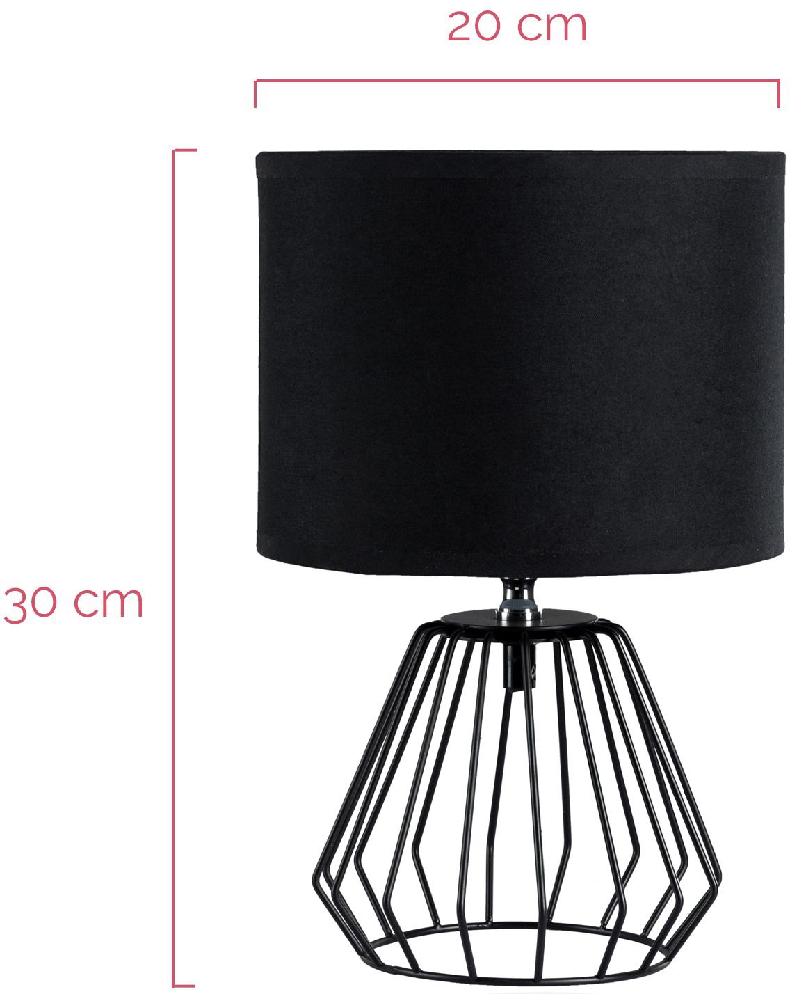 Pauleen LED Tischleuchte »Shiny Diamond«, 1 flammig, Leuchtmittel E27 | Leuchtmittel wechselbar, E27, 3step dimmbar, Schwarz, Draht, Stoffschirm