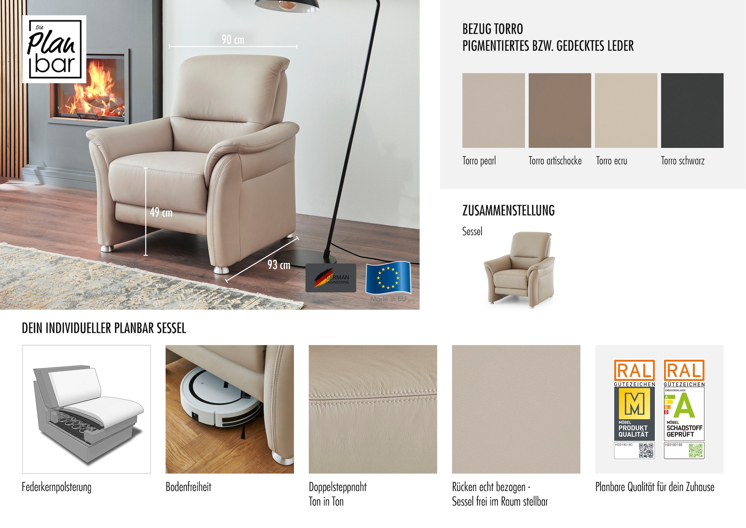 Die PlanBar Sessel »PN-PF23182, Sitzhöhe 49 cm« Federkernpolsterung, frei im Raum stellbar