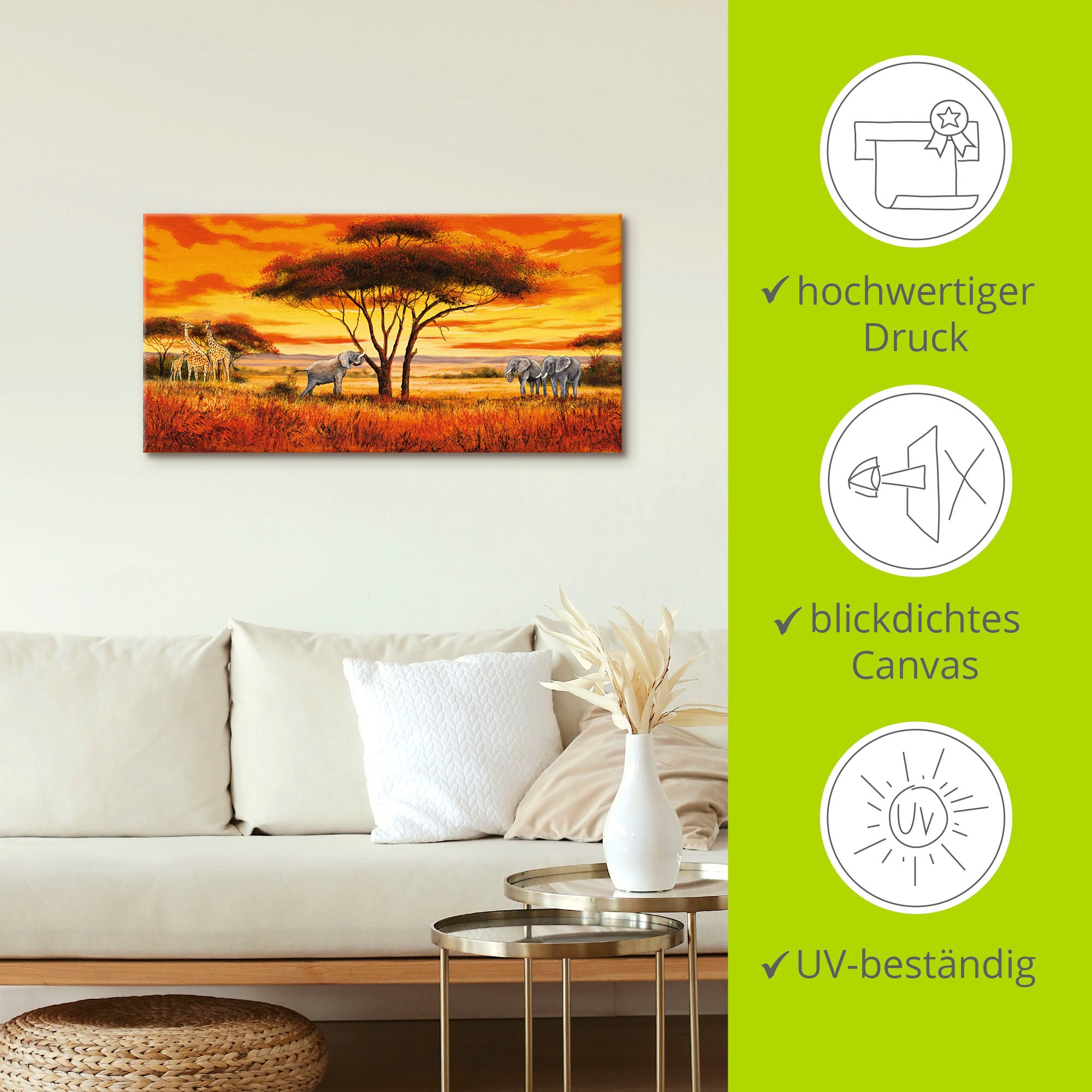 Artland Wandbild »Afrikanische Landschaft II«, Afrika, (1 St.), als Alubild, Outdoorbild, Leinwandbild, Wandaufkleber, versch. Größen