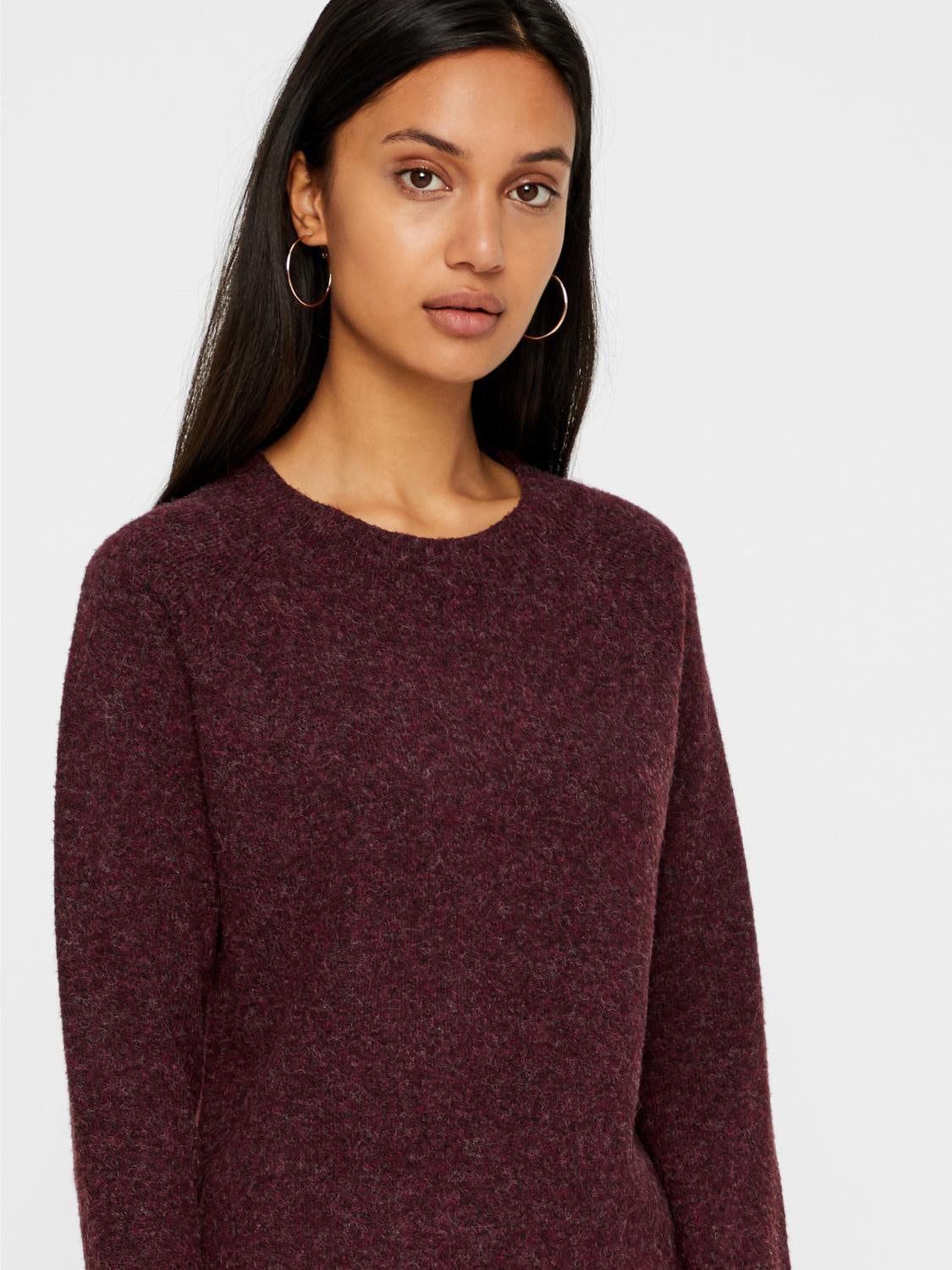 Vero Moda Rundhalspullover »VMDOFFY LS O-NECK BLOUSE GA NOOS« Materialmix, regular fit