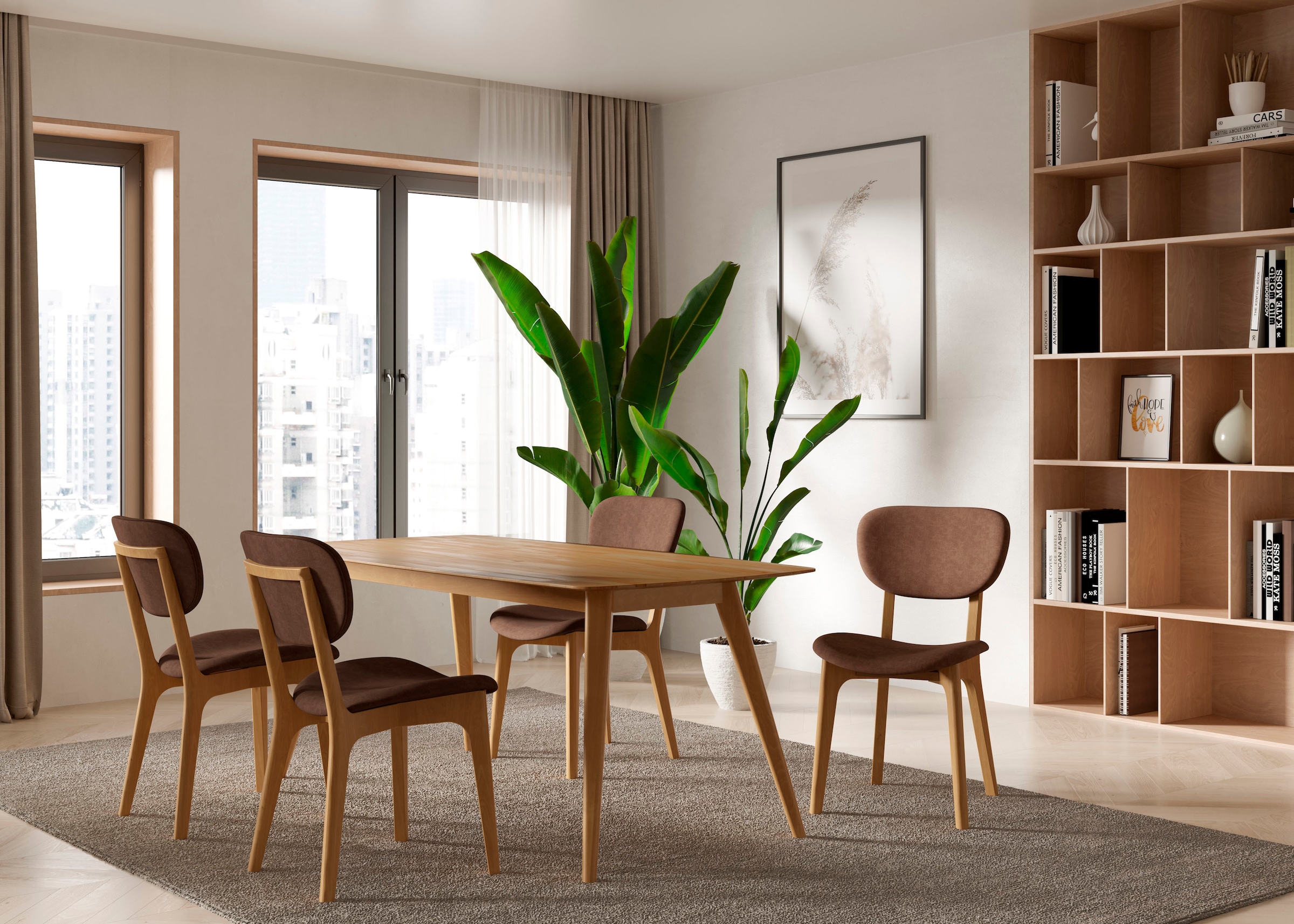 Home affaire Stuhl »COZY Made in Italy« (Set) 2 Stk.Gestell in Buche, Kirsch- oder Nussbaum, Massivholz, Design Stuhl