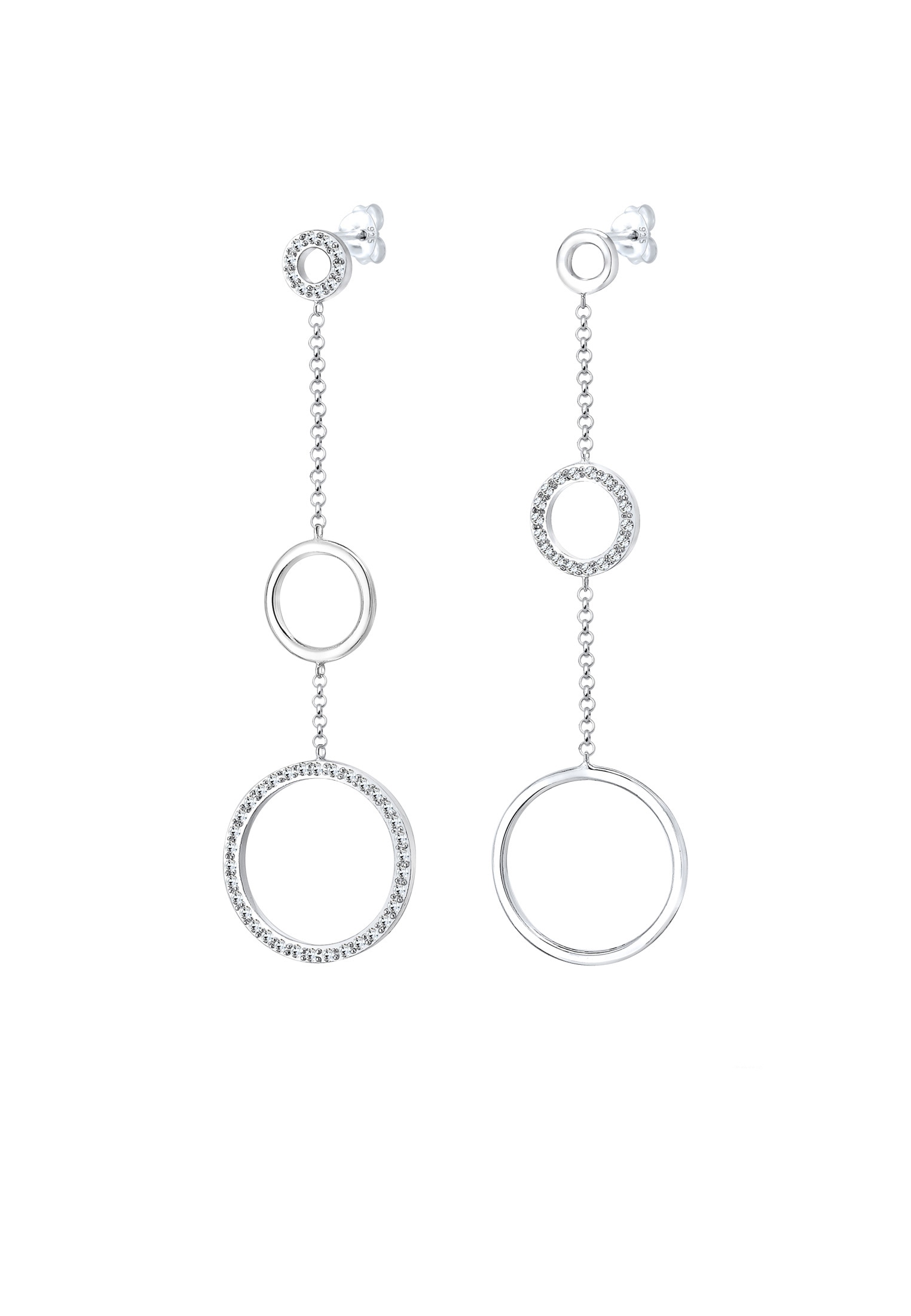 Elli Premium Paar Ohrhänger »Ohrringe Ohrhänger lang Kreis Glas Kristalle Weiß 925 Sterling Silver«