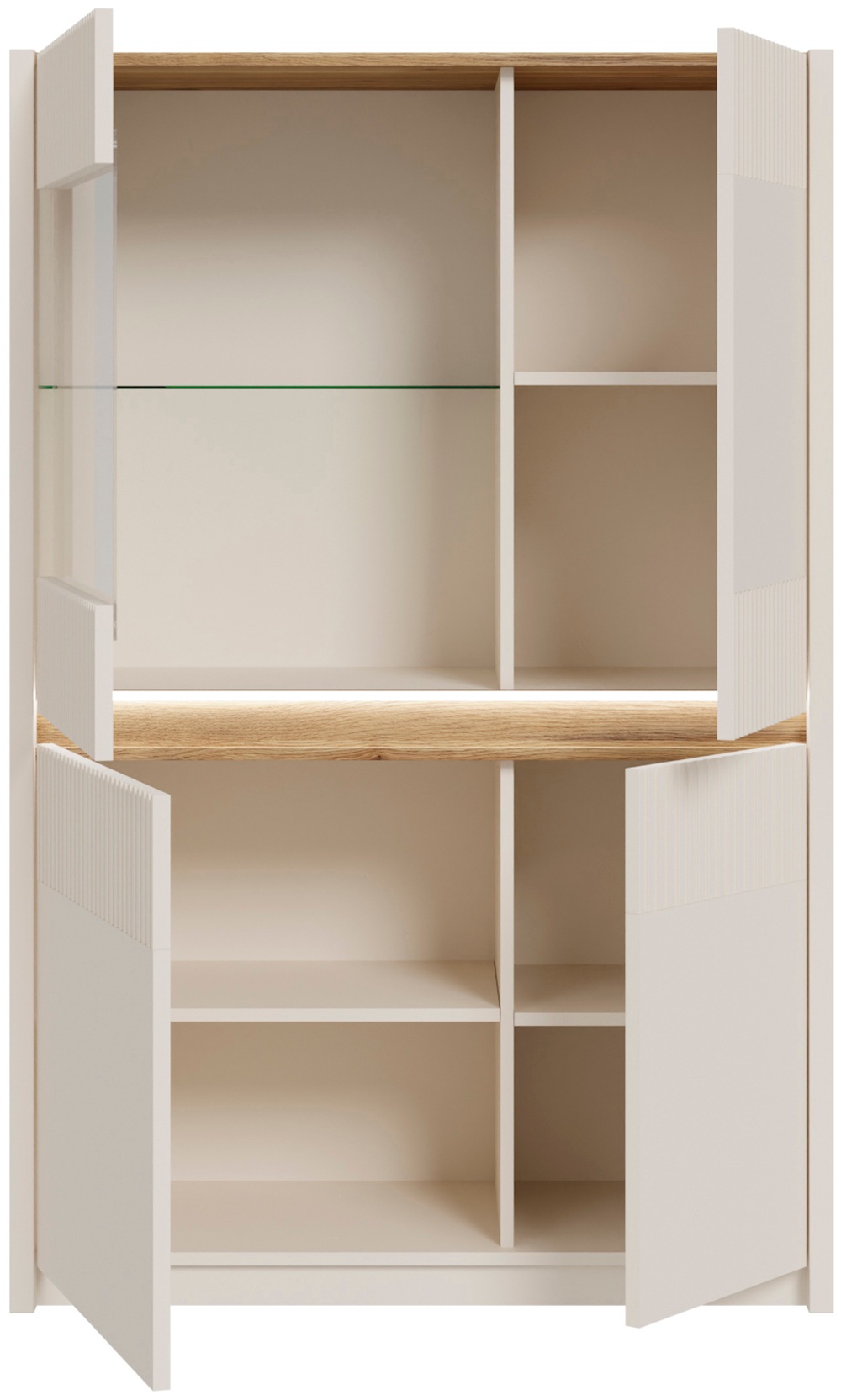 FORTE Vitrine »Oak Square«, Highboard, Beleuchtung, SoftClose
