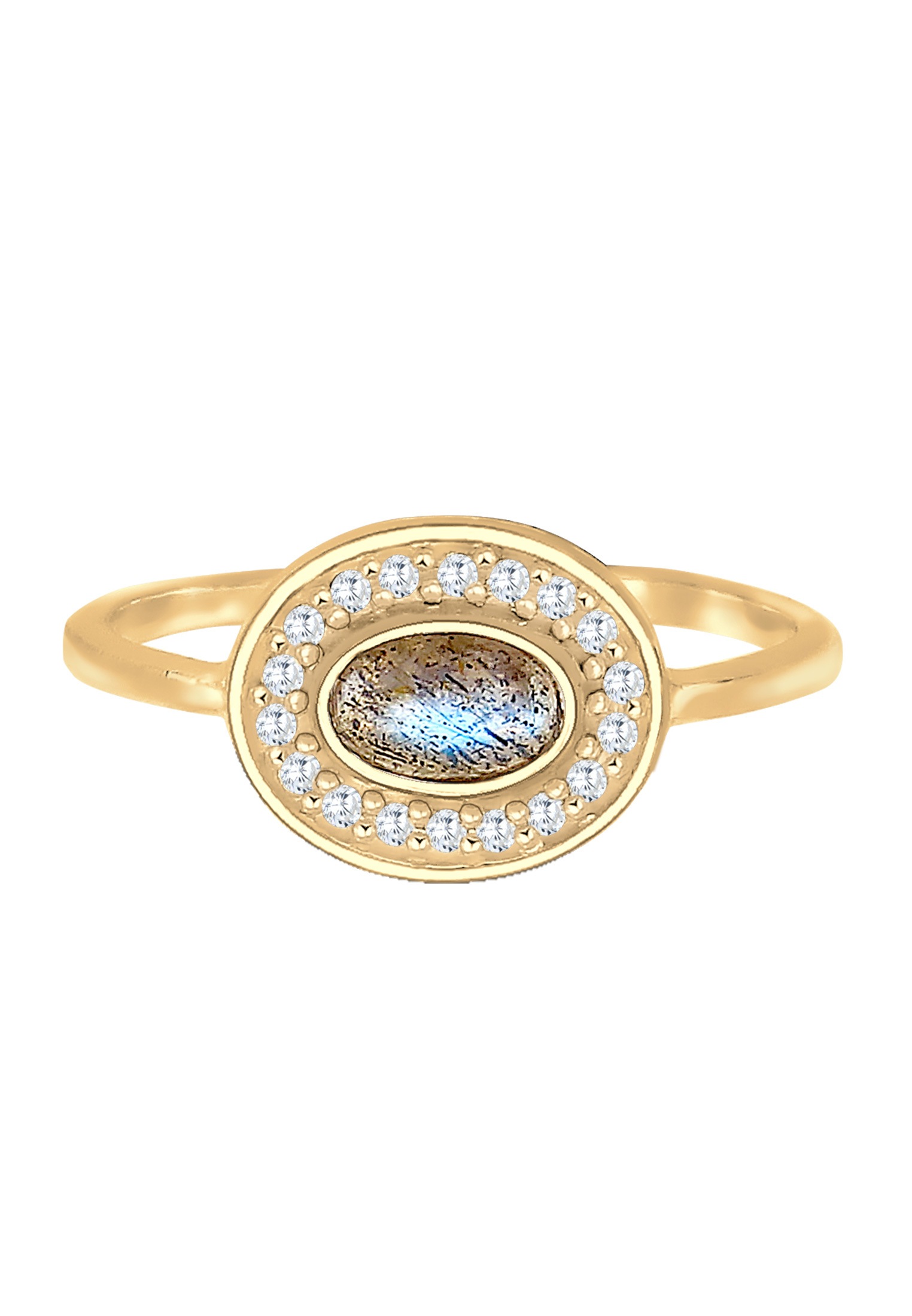 Elli Silberring »Ring Vintage Labradorit Edelstein Zirkonia 925 Sterling Silber vergoldet«