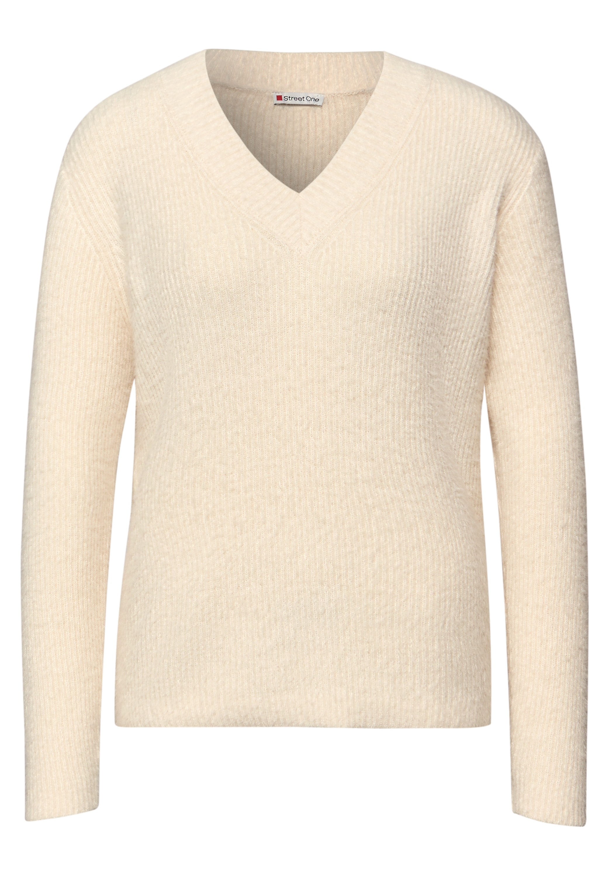 STREET ONE V-Ausschnitt-Pullover mit Rippbündchen