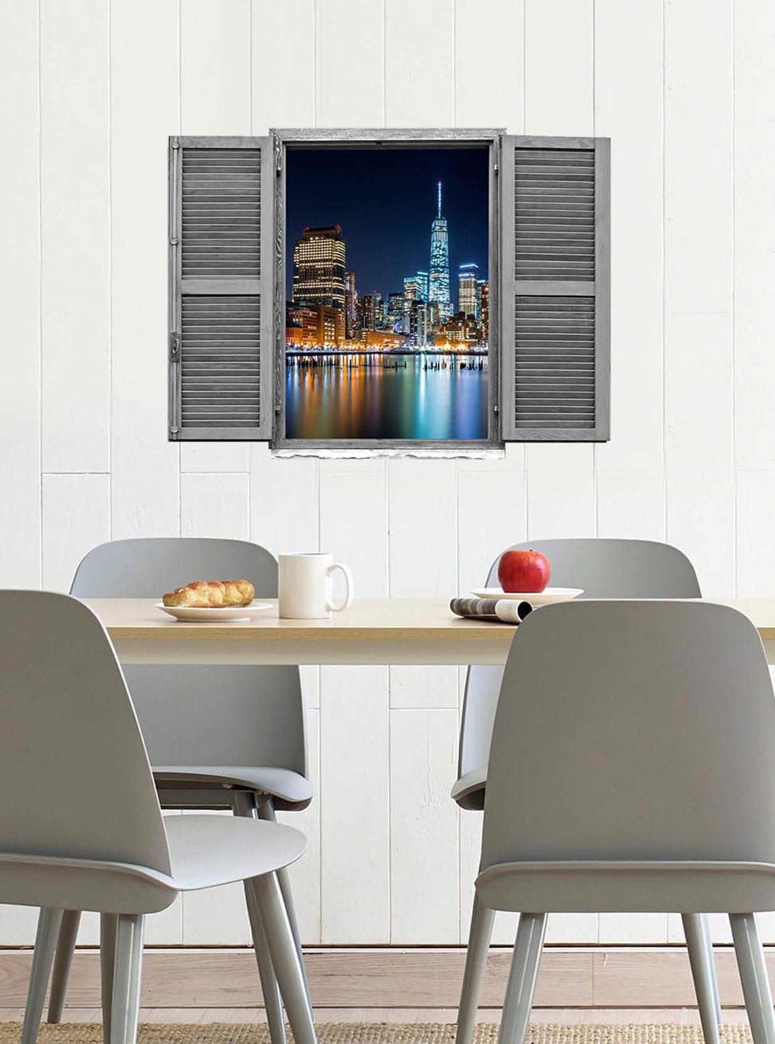 queence Wandtattoo »Großstadt« Wandsticker, Wandbild, selbstklebend, 3D, Fenster