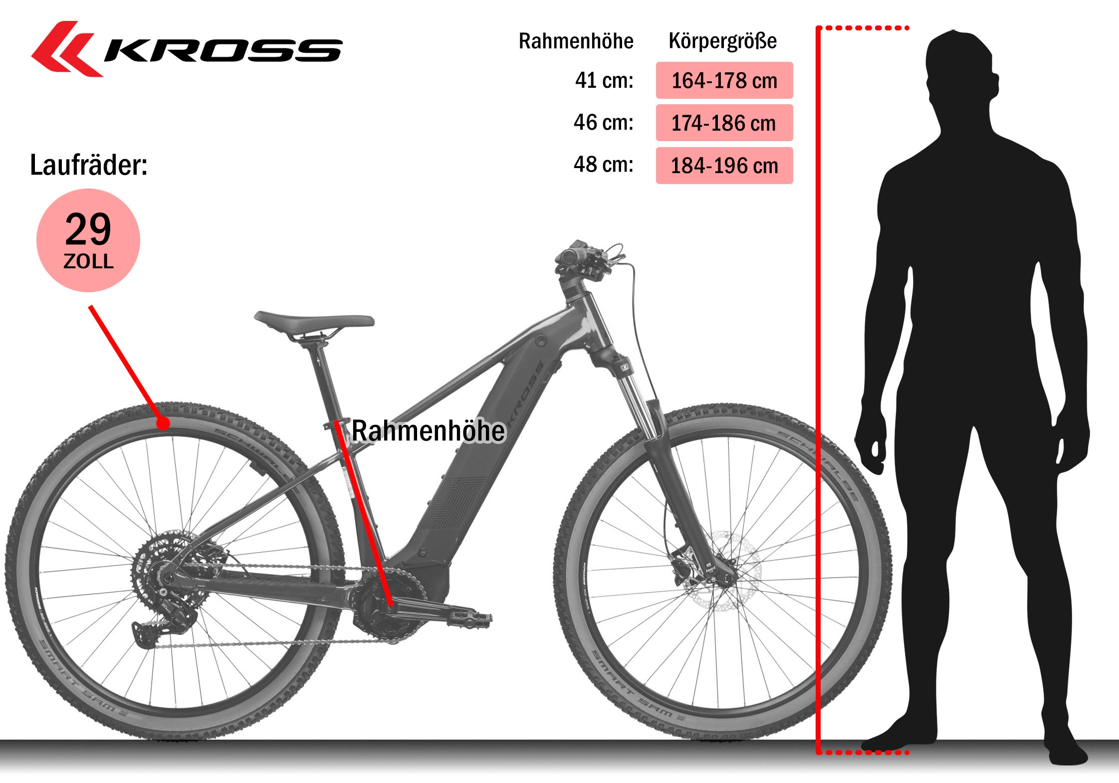 Kross »Influx Hybrid 2.0 16,7Ah / 600 Wh 29 Zoll silber 9 Gänge 2026« 9 Gang Shimano CUES U4000 Schaltwerk Kettenschaltung Mittelmotor 250 W