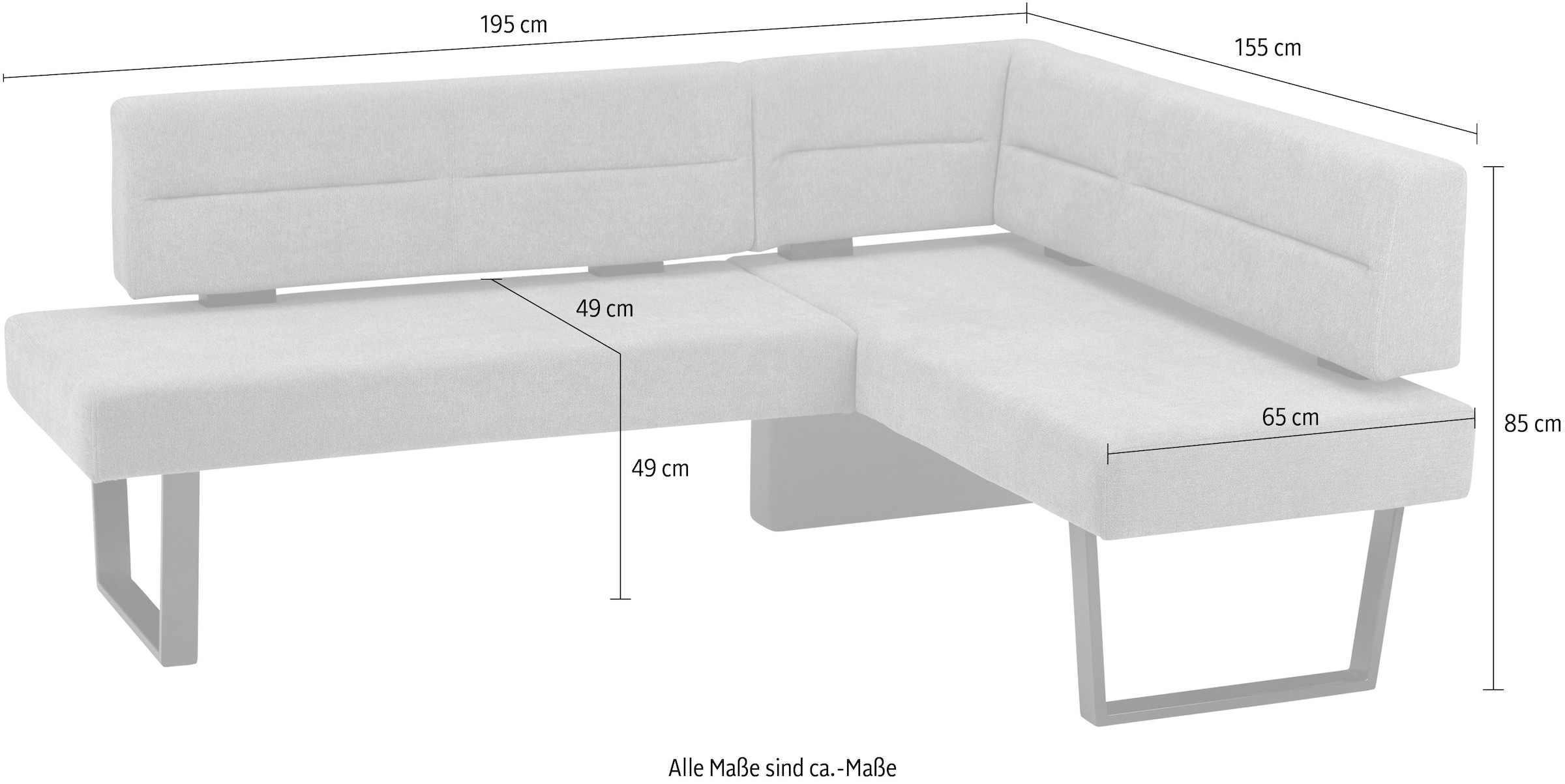 massivline&more Eckbank »Martina«, modernes Design, Gestell aus massivem Metall
