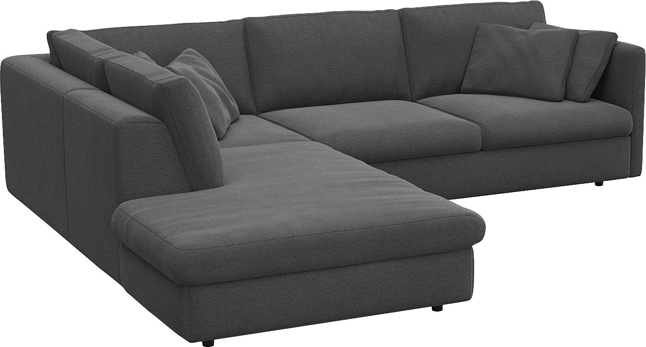 FLEXLUX Ecksofa »Lovane, elegant und zeitlos, bequem, L-Form«, Weich & anschmiegsam, große Sitztiefe auf Kaltschaum, Dekokissen inkl.