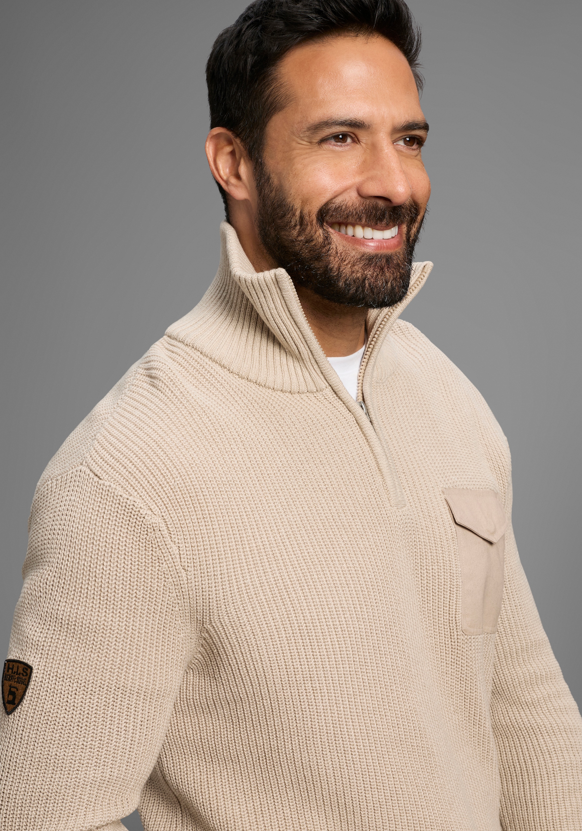 H.I.S Troyer »Neue Kollektion! Highlight Rippen-Optik!« mit Brusttasche, Perfekt für die kältere Jahreszeit