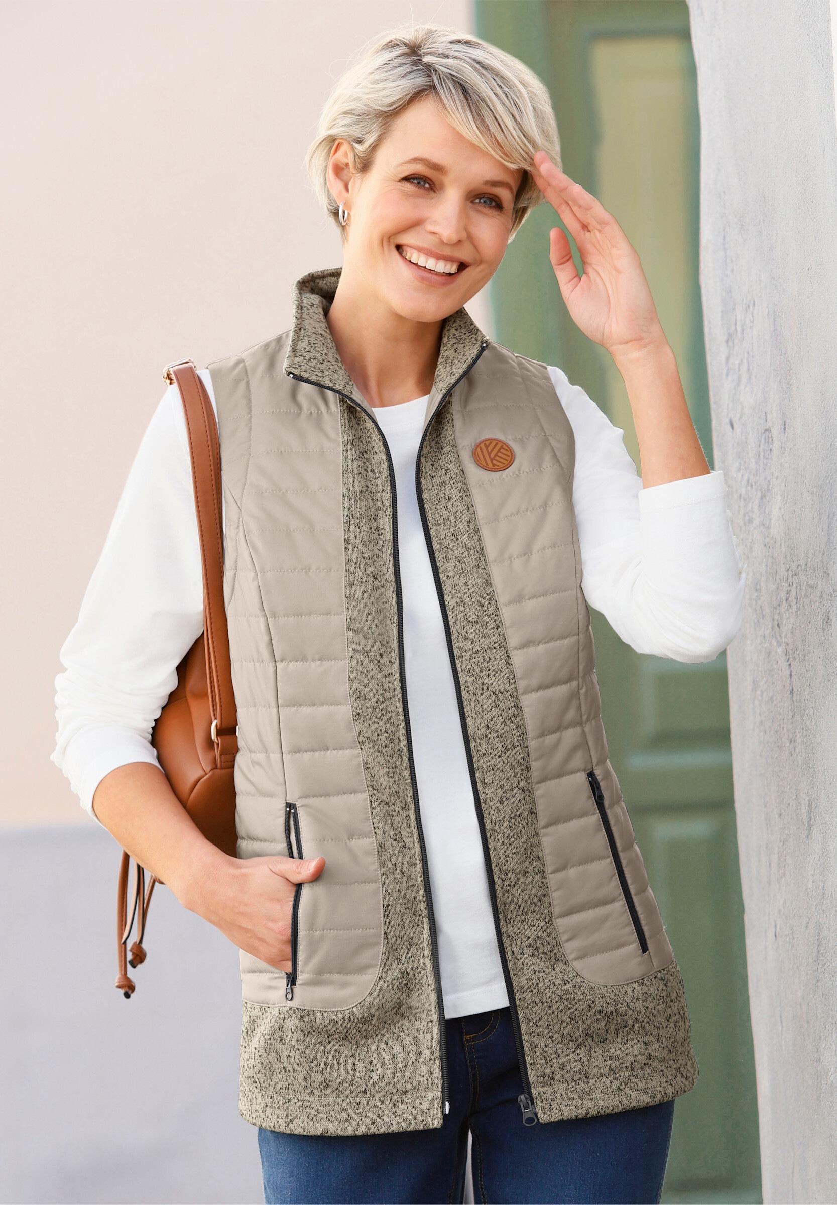 Sieh an! Steppweste »Weste Weste Stepp im Mix mit Strickfleece«