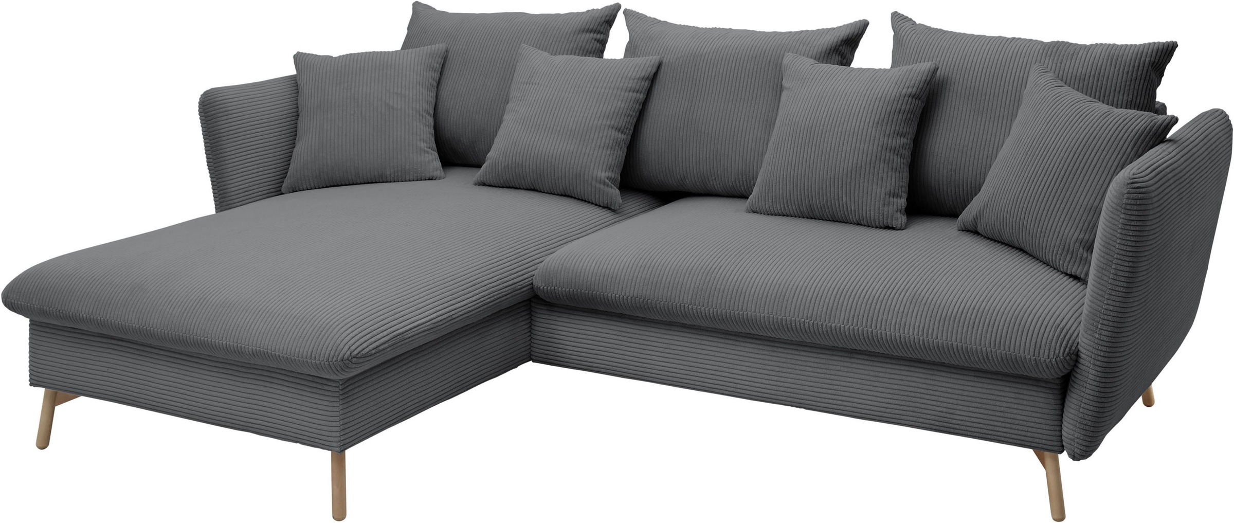 OTTO home Ecksofa »MERLE, 258 cm, L-Form, traumhafter Cord,« mit Bettfunktion und Bettkasten, Liegefläche 224 x 139
