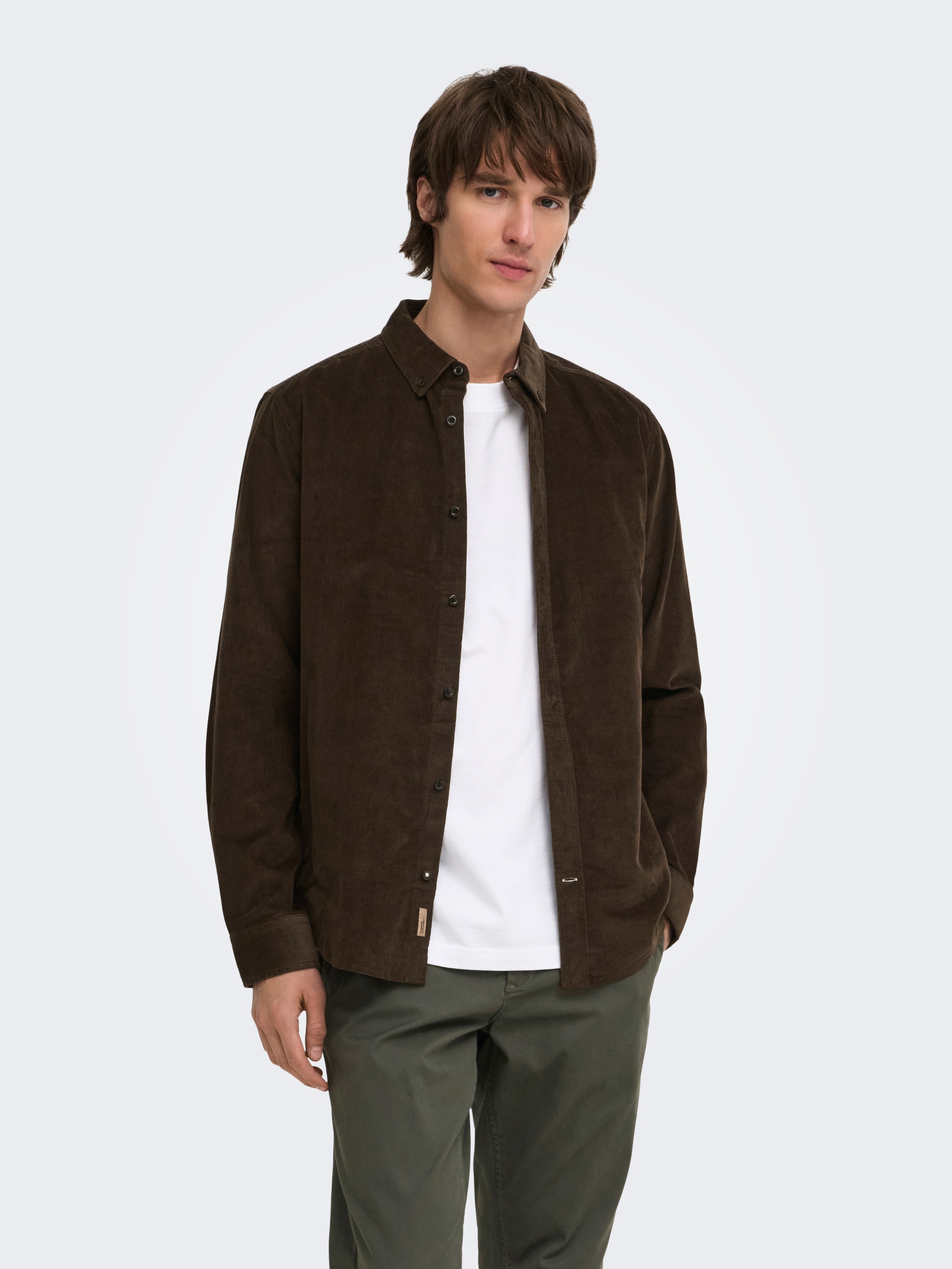 ONLY & SONS Langarmhemd »ONSMICHAEL 18W REG CORD STRETCH LS NOOS« Baumwollmischung, regular fit, Cord
