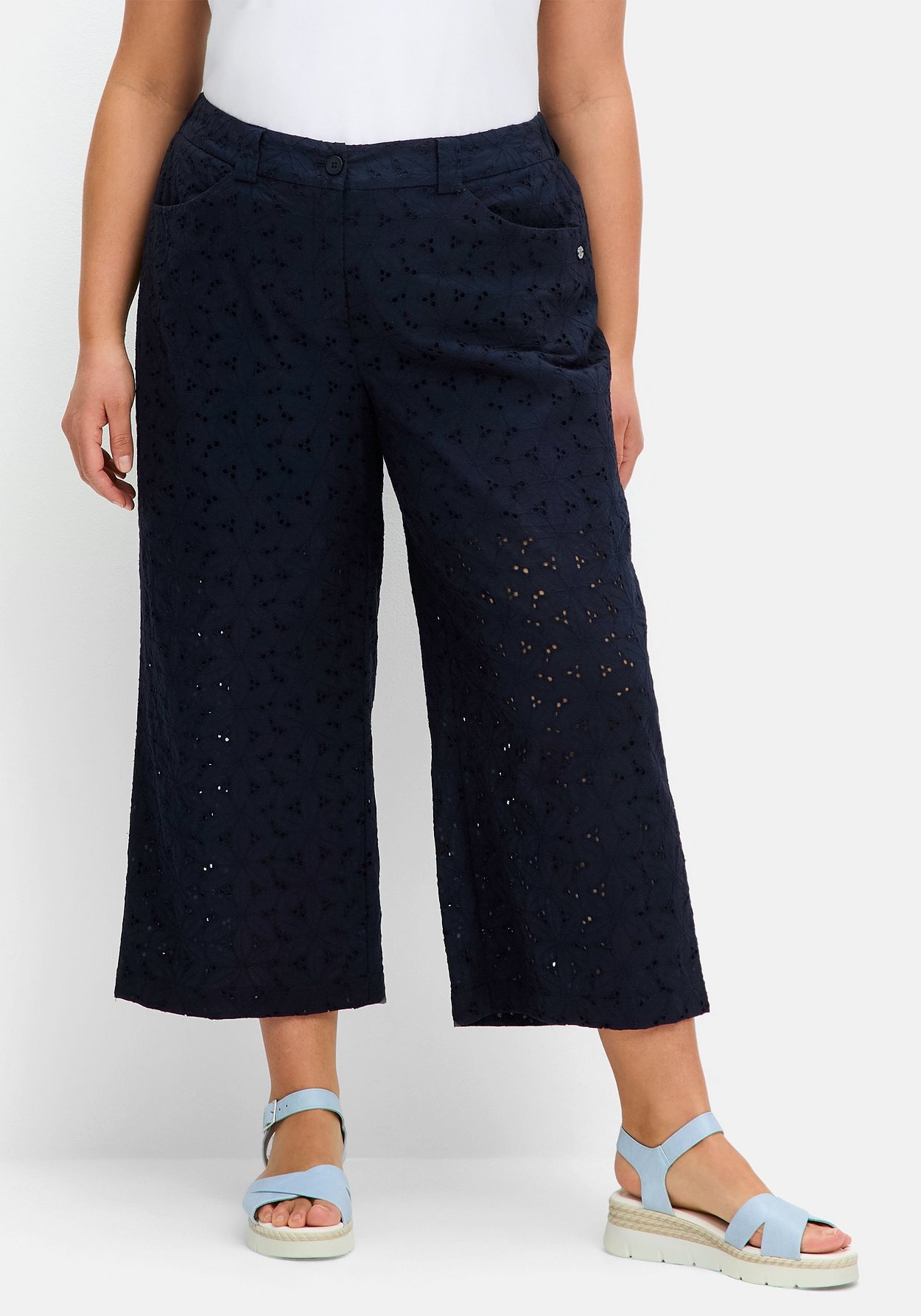 Sheego Culotte »Culotte aus Lochspitze, mit Teilgummibund«