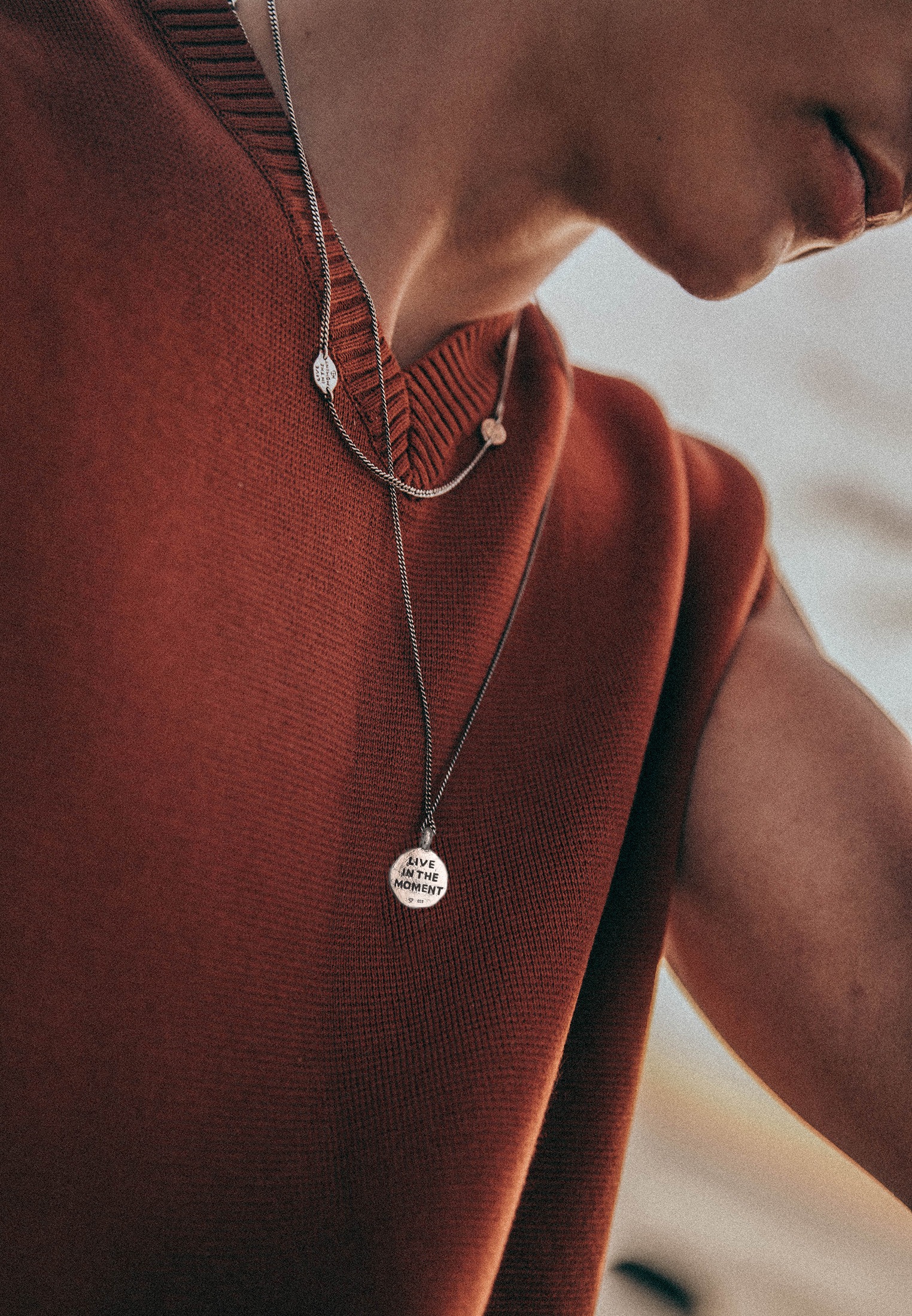 HAZE & GLORY Kette mit Anhänger »Halskette Coin Anhänger - Here and Now 925 Silber«